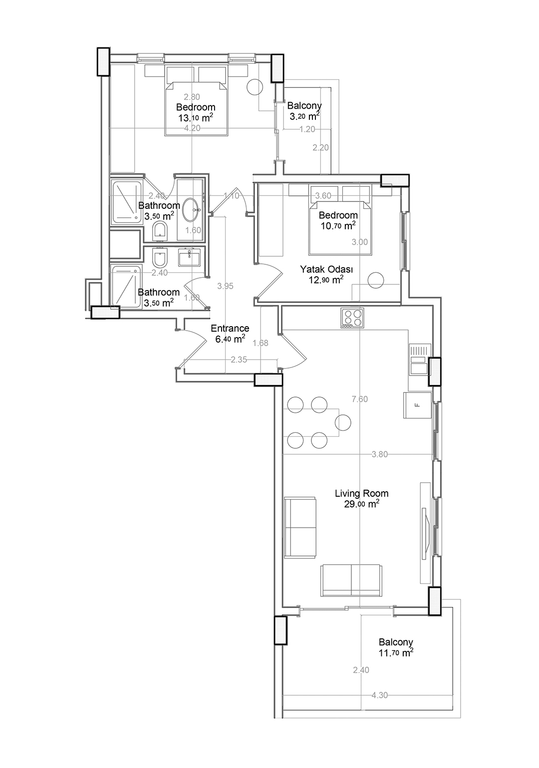 2+1 Apartment for sale in Building C, Yekta Green Life Gazipasa Residence, Gazipasa, Turkey No. 11