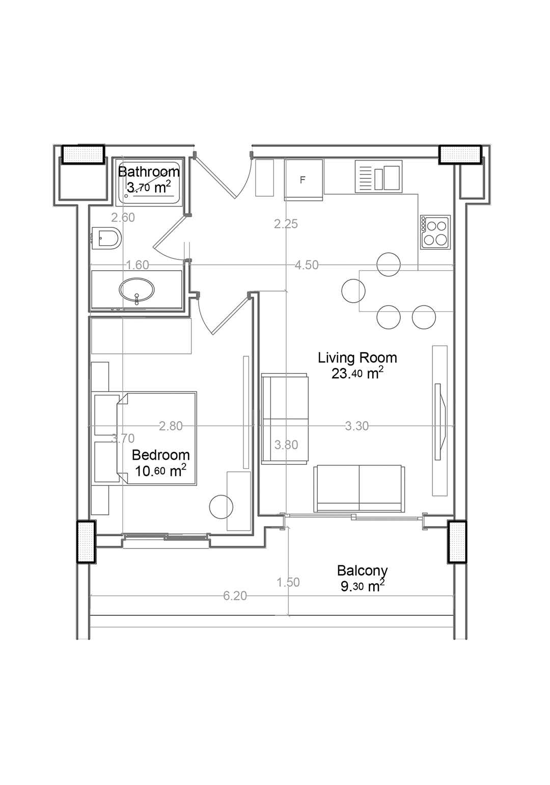 1+1 Apartment for sale in Building A, Yekta Green Life Gazipasa Residence, Gazipasa, Turkey No. 14