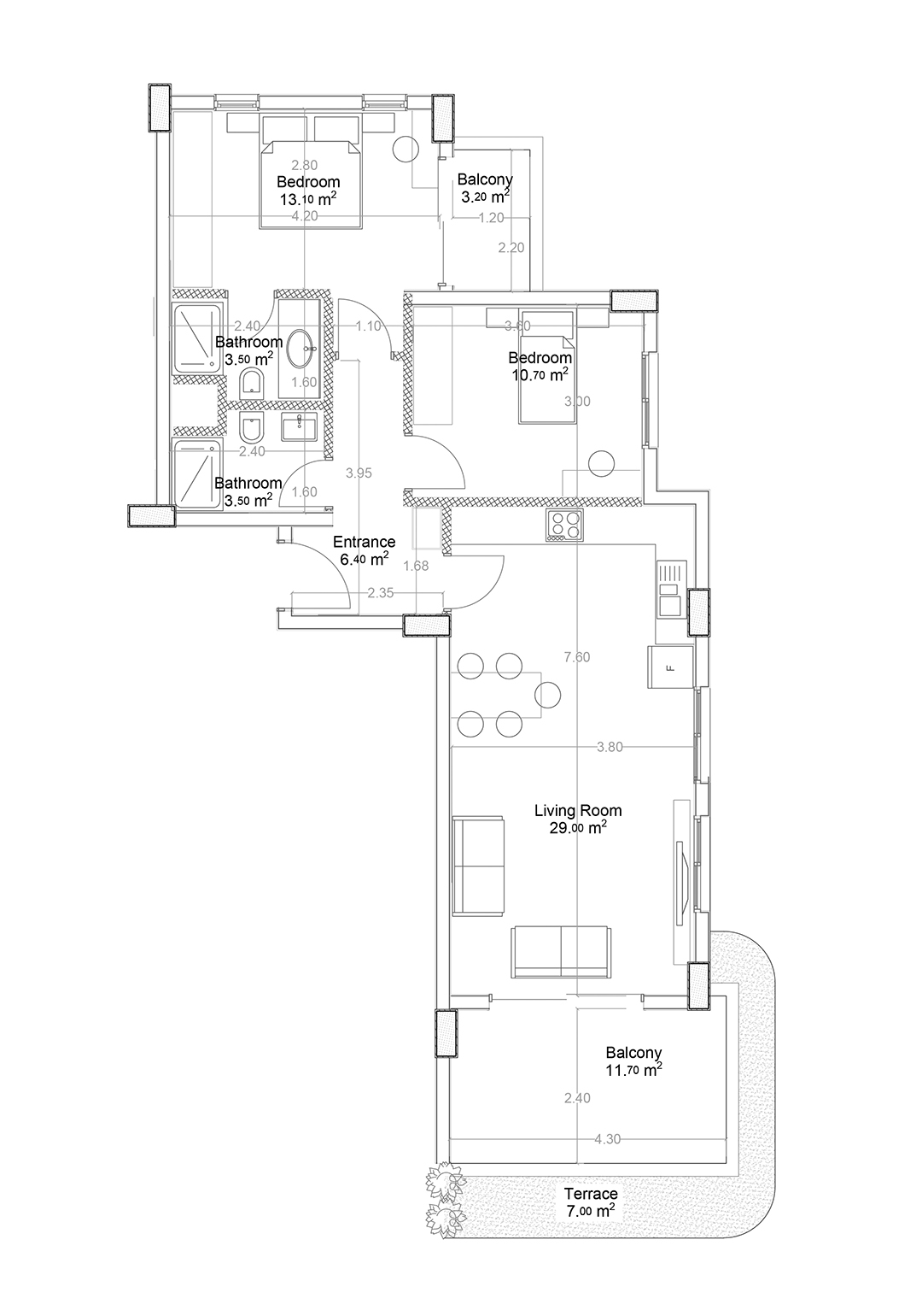 2+1 Apartment for sale in Building C, Yekta Green Life Gazipasa Residence, Gazipasa, Turkey No. 2
