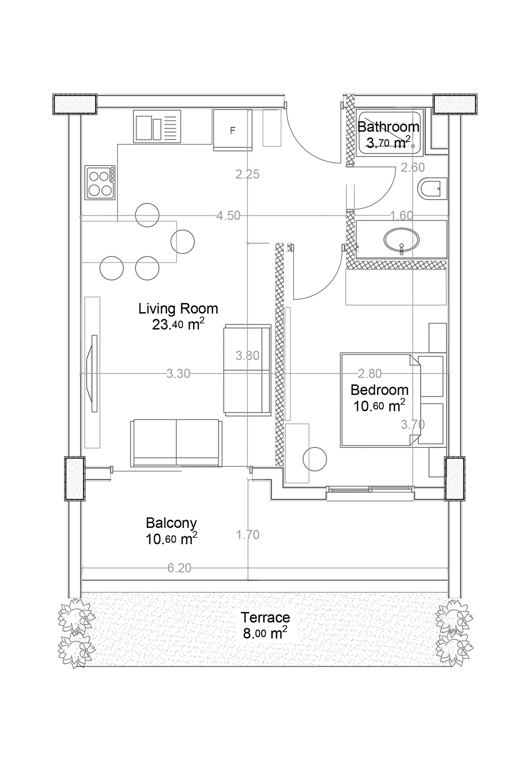 1+1 Apartment for sale in Building C, Yekta Green Life Gazipasa Residence, Gazipasa, Turkey No. 5