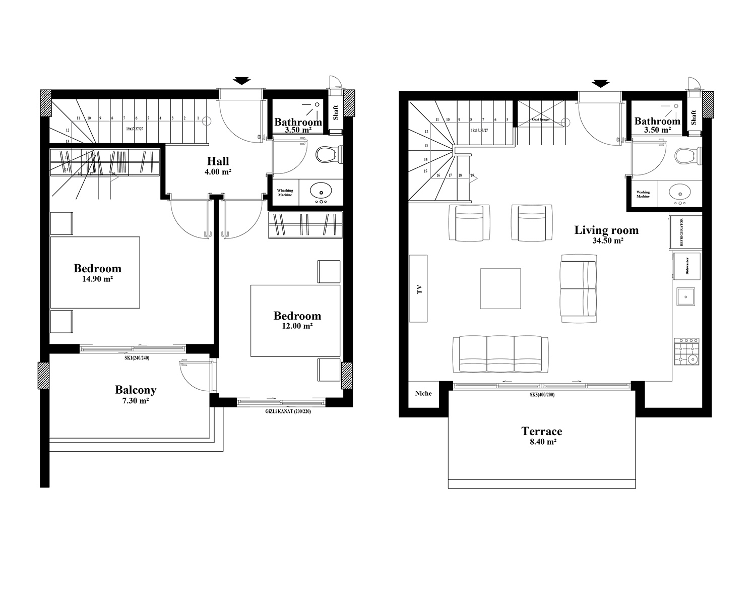 2+1 Duplex for sale in Yekta Blue IV Residence, Mahmultlar, Alanya, Turkey No. 81