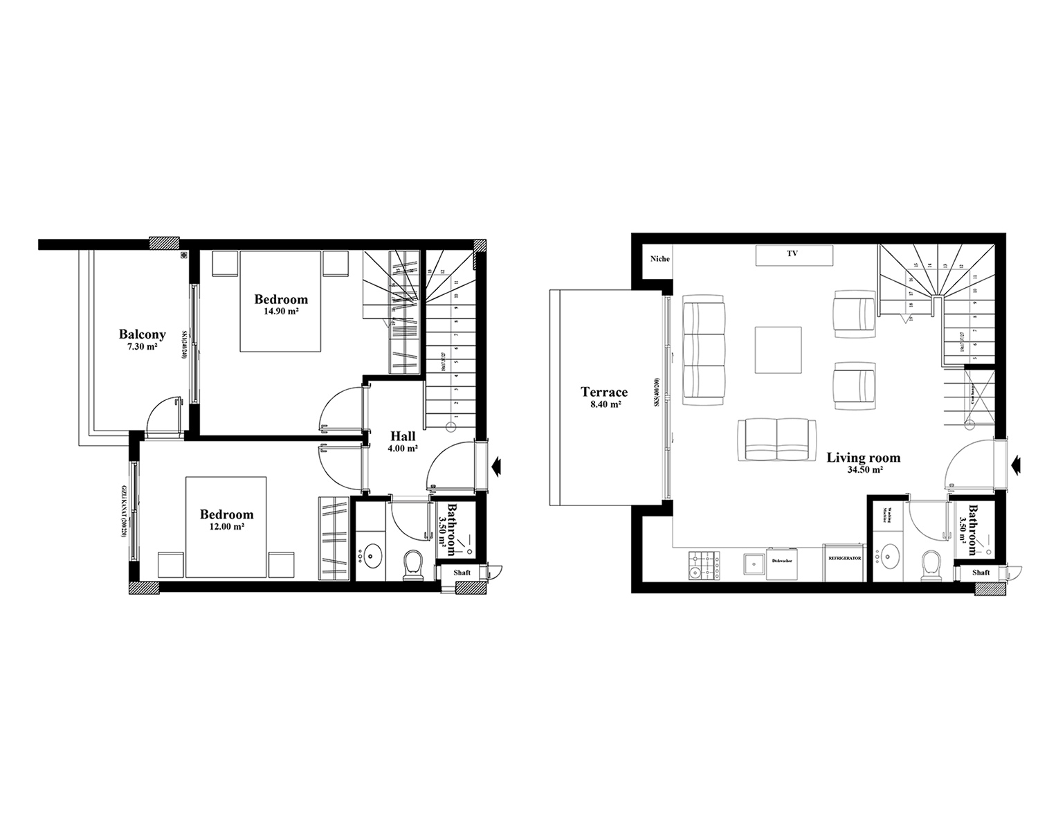 2+1 Duplex for sale in Yekta Blue IV Residence, Mahmultlar, Alanya, Turkey No. 83