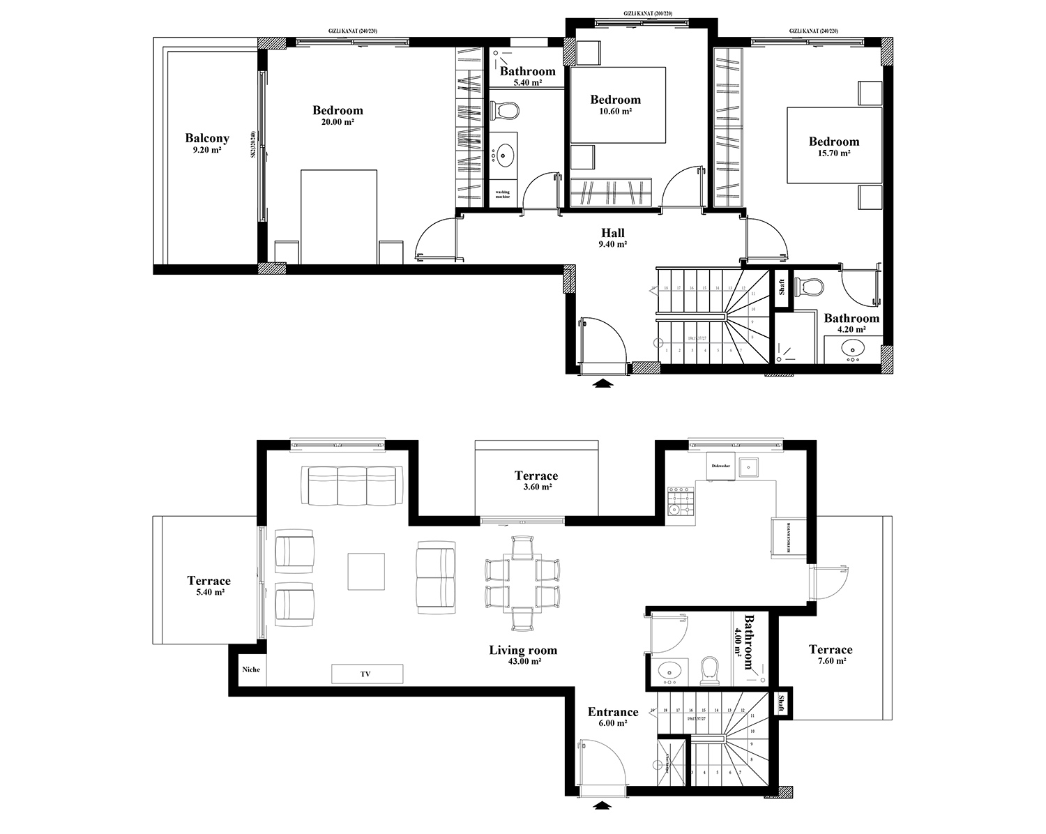 3+1 Duplex for sale in Yekta Blue IV Residence, Mahmultlar, Alanya, Turkey No. 84