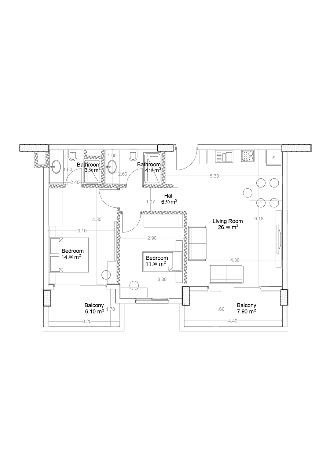 1+1 Apartment for sale in Building B, Yekta Green Life Gazipasa Residence, Gazipasa, Turkey No. 24