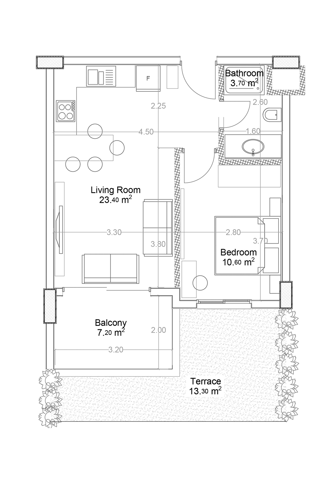 1+1 Apartment for sale in Building A, Yekta Green Life Gazipasa Residence, Gazipasa, Turkey No. 3