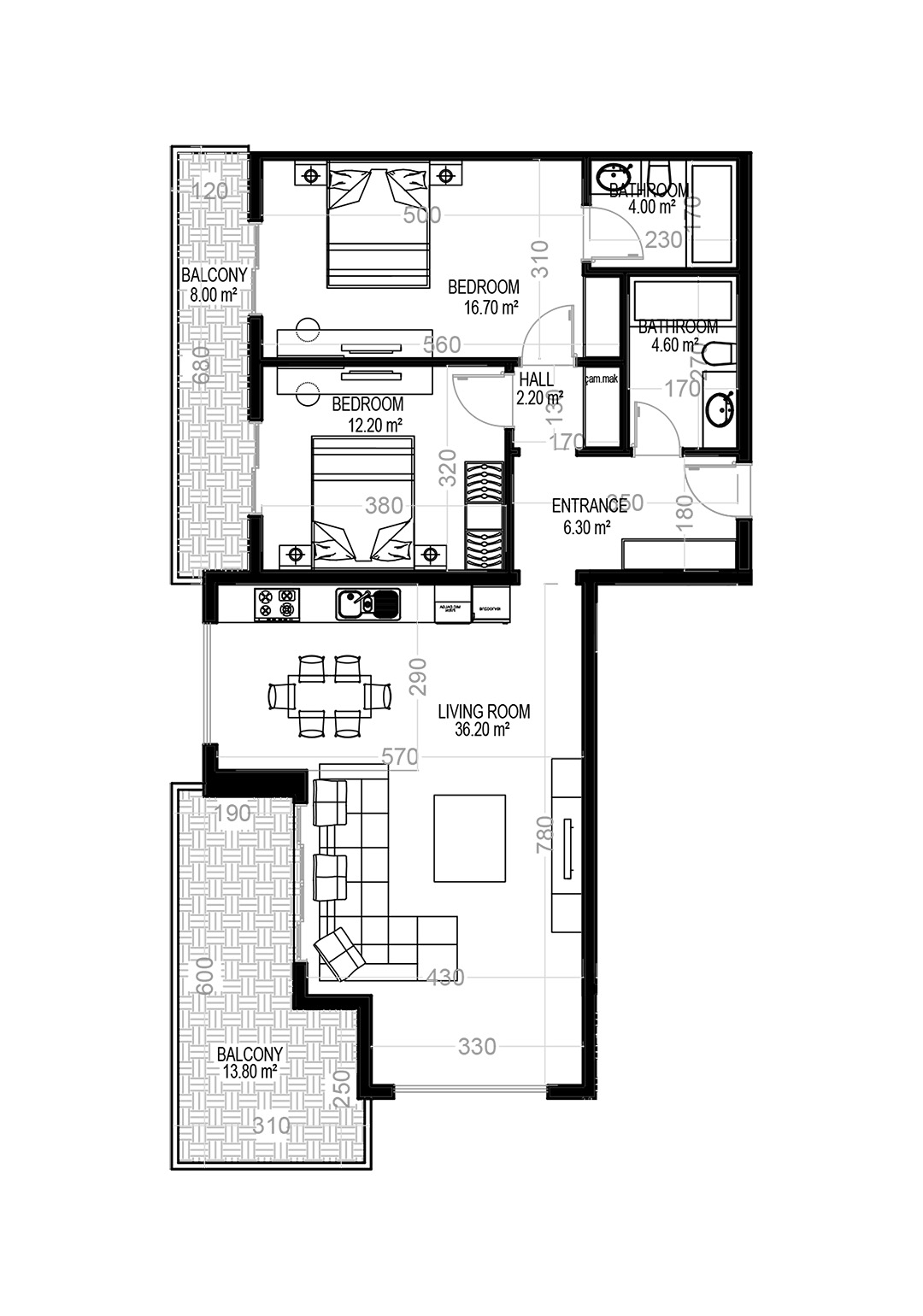 2+1 Apartment for sale in Building C, Yekta Kingdom Trade Center, Mahmultlar, Alanya, Turkey No. 17