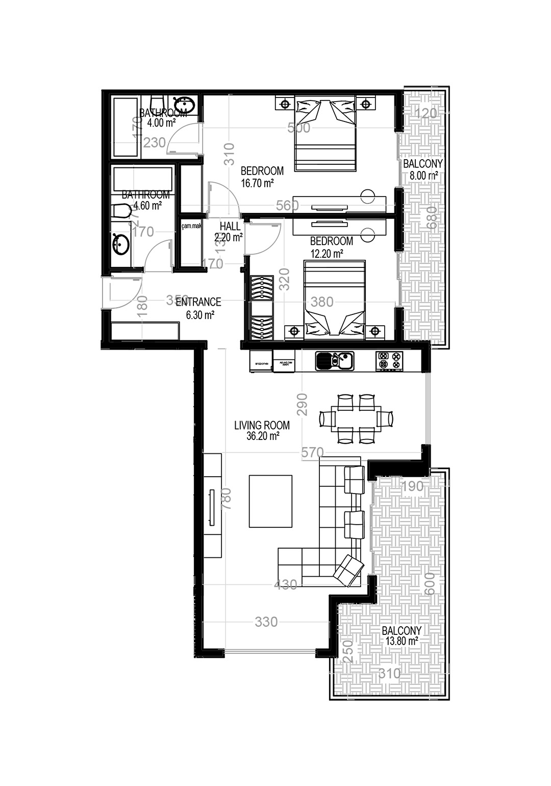 2+1 Apartment for sale in Building A, Yekta Kingdom Trade Center, Mahmultlar, Alanya, Turkey No. 36