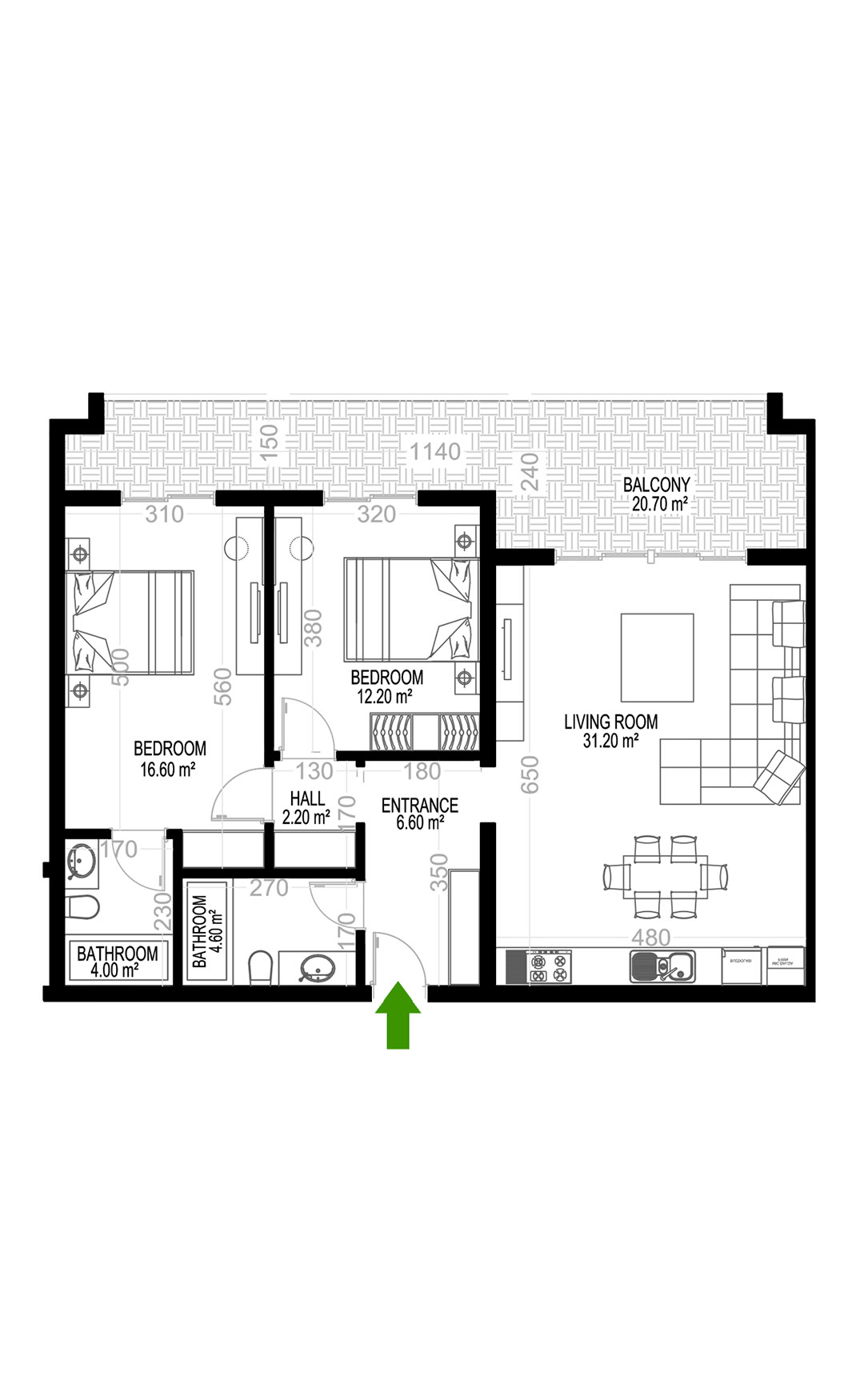 2+1 Apartment for sale in Building A, Yekta Kingdom Premium, Mahmultlar, Alanya, Turkey No. 25