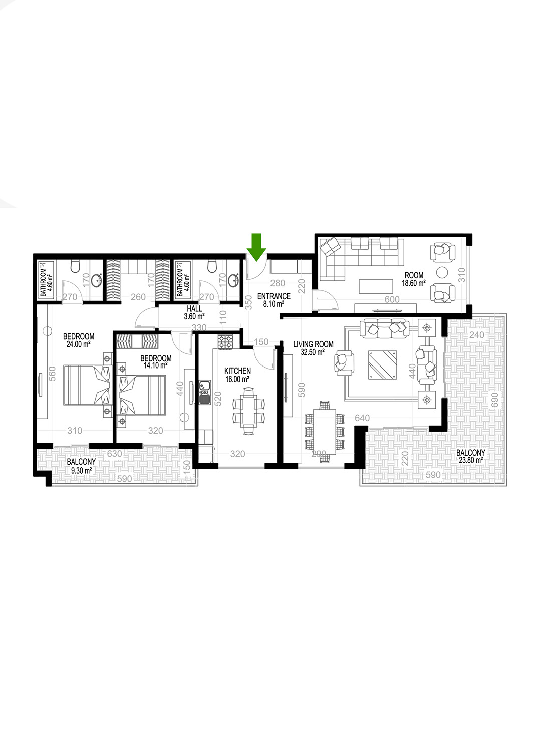 3+1 Apartment for sale in Building A, Yekta Kingdom Premium, Mahmultlar, Alanya, Turkey No. 39