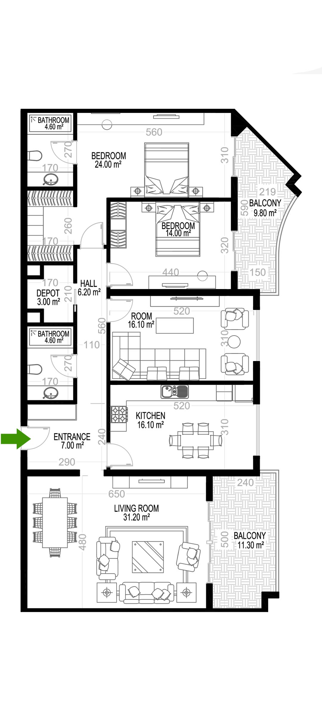 3+1 Apartment for sale in Building A, Yekta Kingdom Premium, Mahmultlar, Alanya, Turkey No. 5