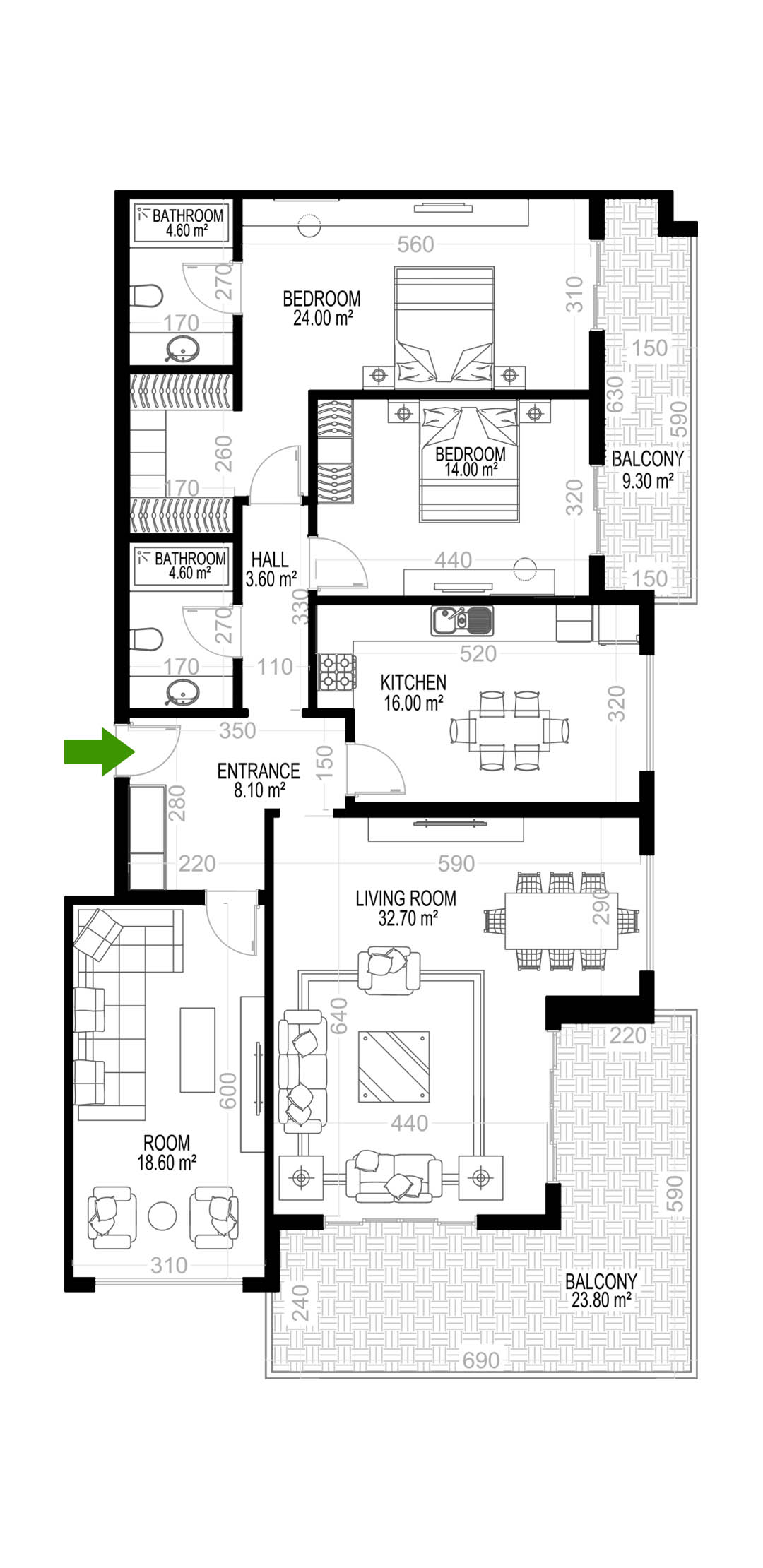 3+1 Apartment for sale in Building A, Yekta Kingdom Premium, Mahmultlar, Alanya, Turkey No. 30