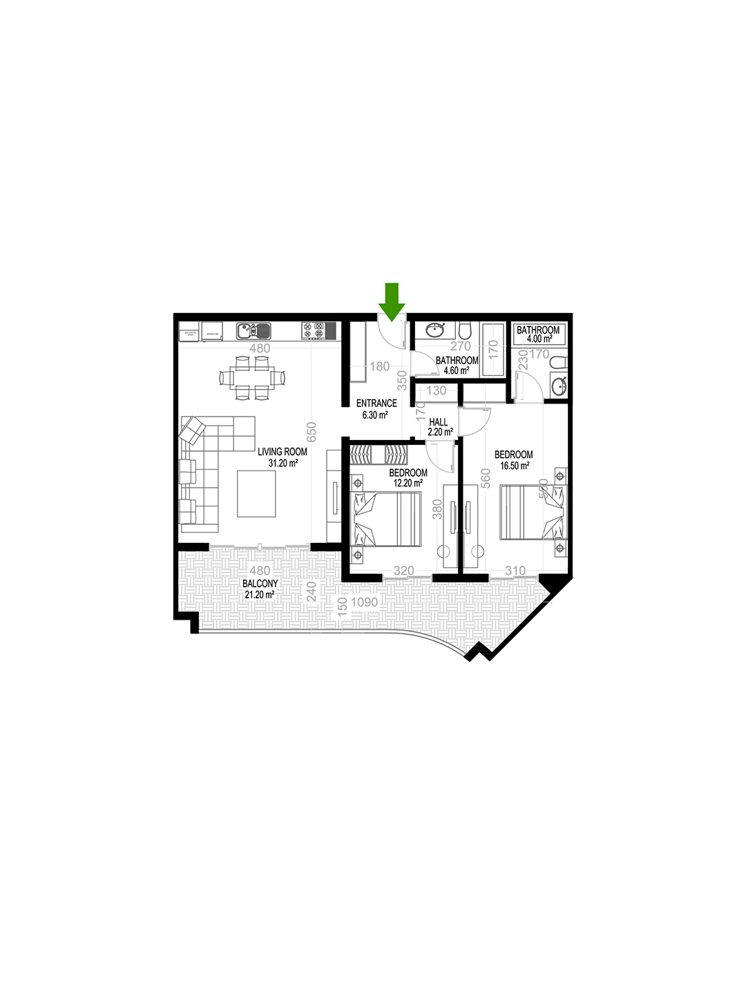 2+1 Apartment for sale in Building A, Yekta Kingdom Premium, Mahmultlar, Alanya, Turkey No. 21