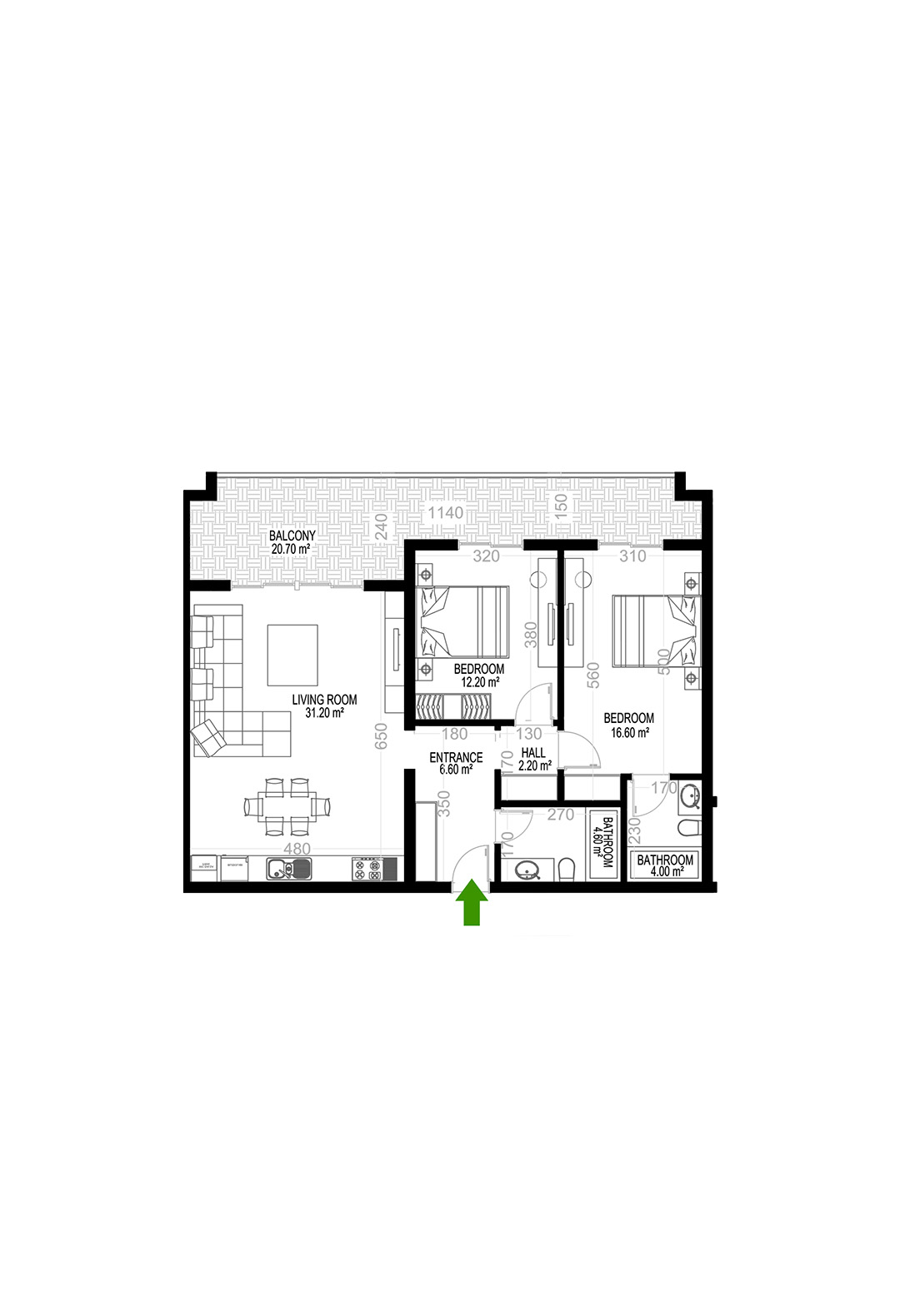 2+1 Apartment for sale in Building A, Yekta Kingdom Premium, Mahmultlar, Alanya, Turkey No. 60