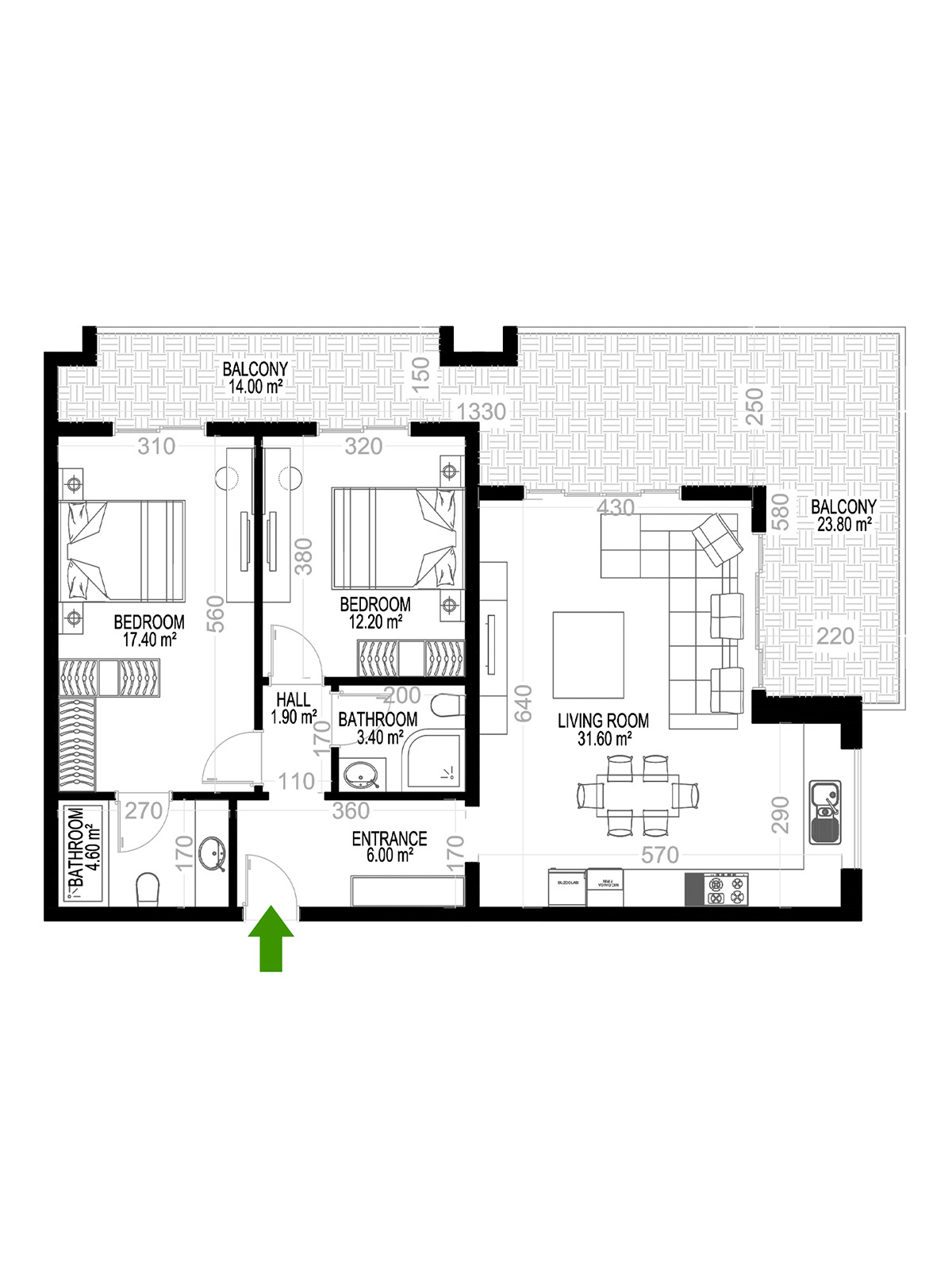 2+1 Apartment for sale in Building B, Yekta Kingdom Premium, Mahmultlar, Alanya, Turkey No. 3