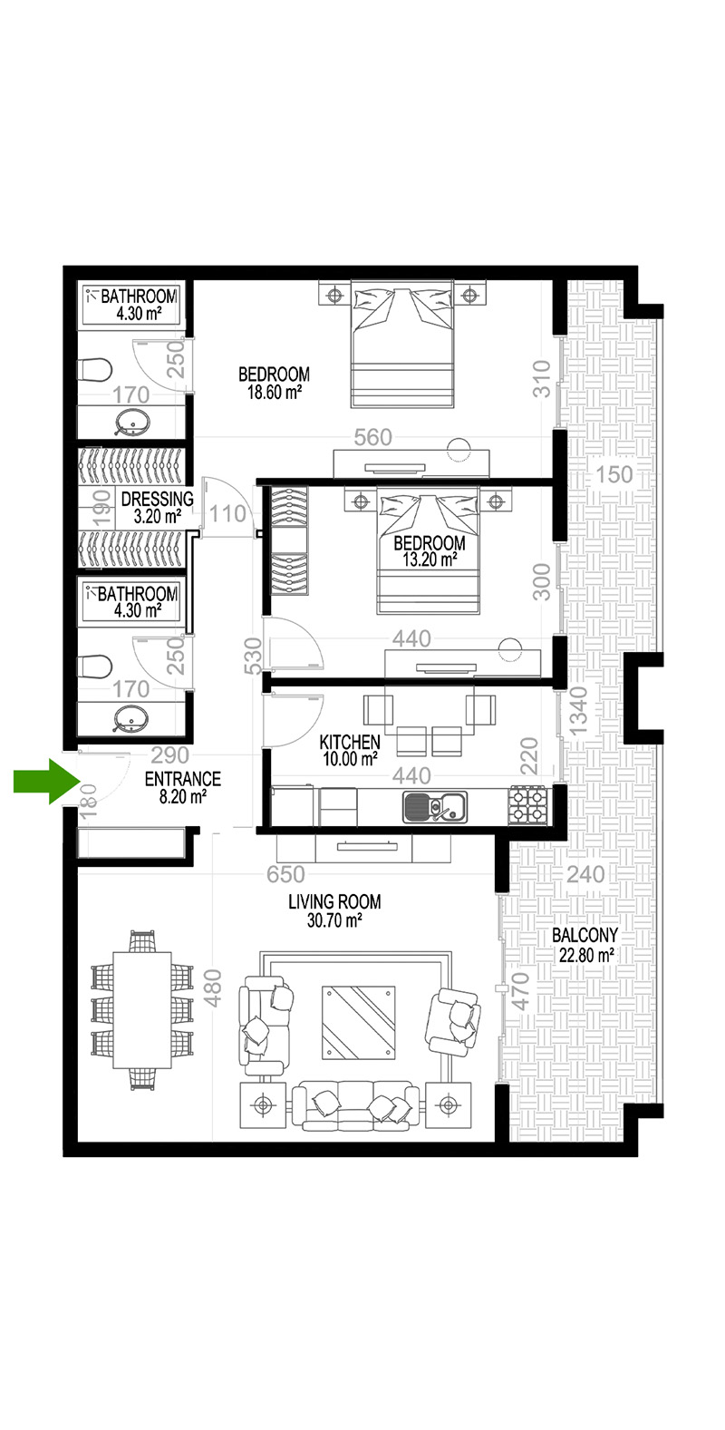 2+1 Apartment for sale in Building B, Yekta Kingdom Premium, Mahmultlar, Alanya, Turkey No. 14