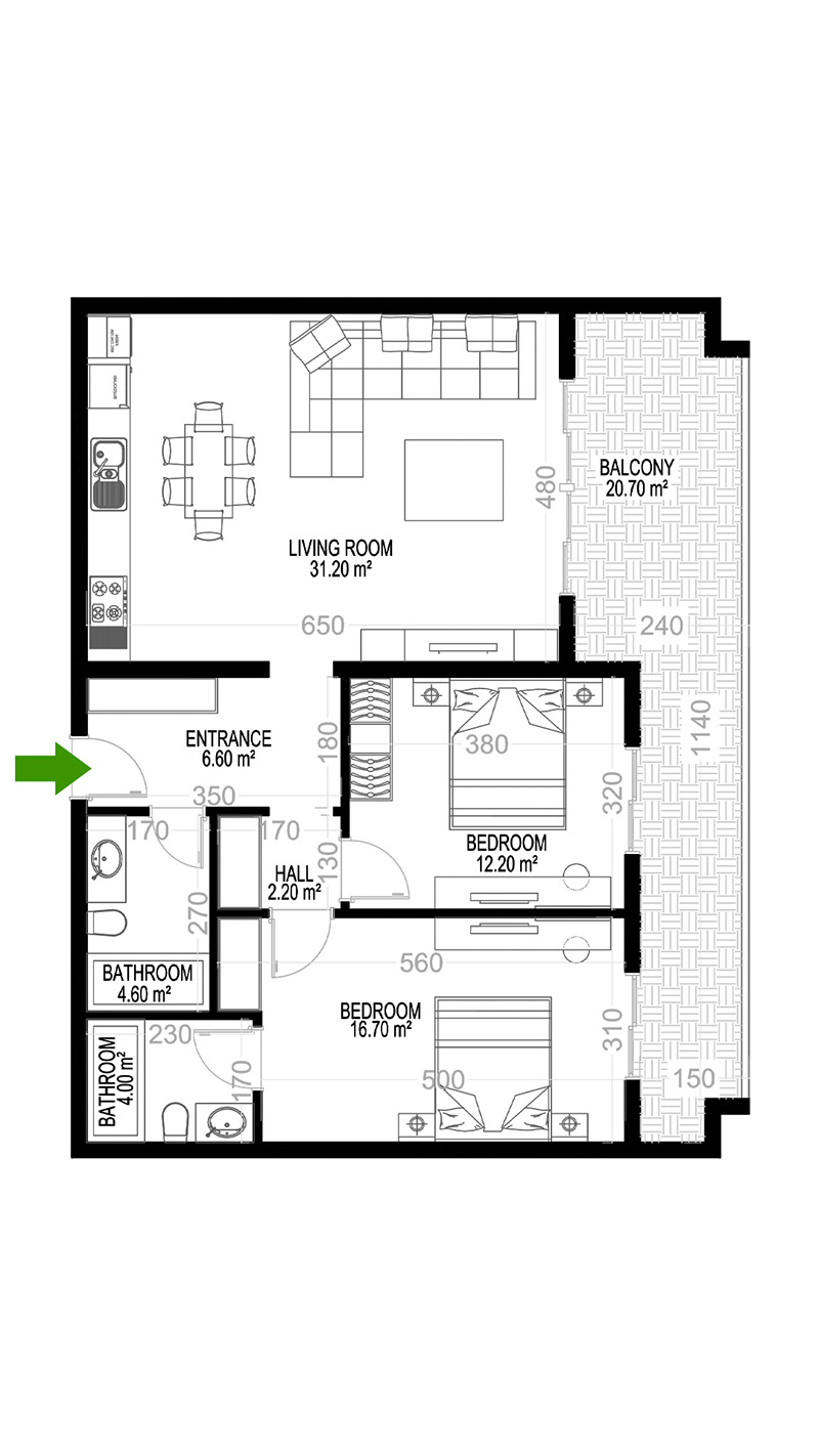 2+1 Apartment for sale in Building B, Yekta Kingdom Premium, Mahmultlar, Alanya, Turkey No. 35