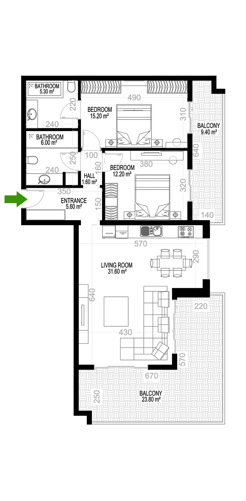 2+1 Apartment for sale in Building B, Yekta Kingdom Premium, Mahmultlar, Alanya, Turkey No. 37