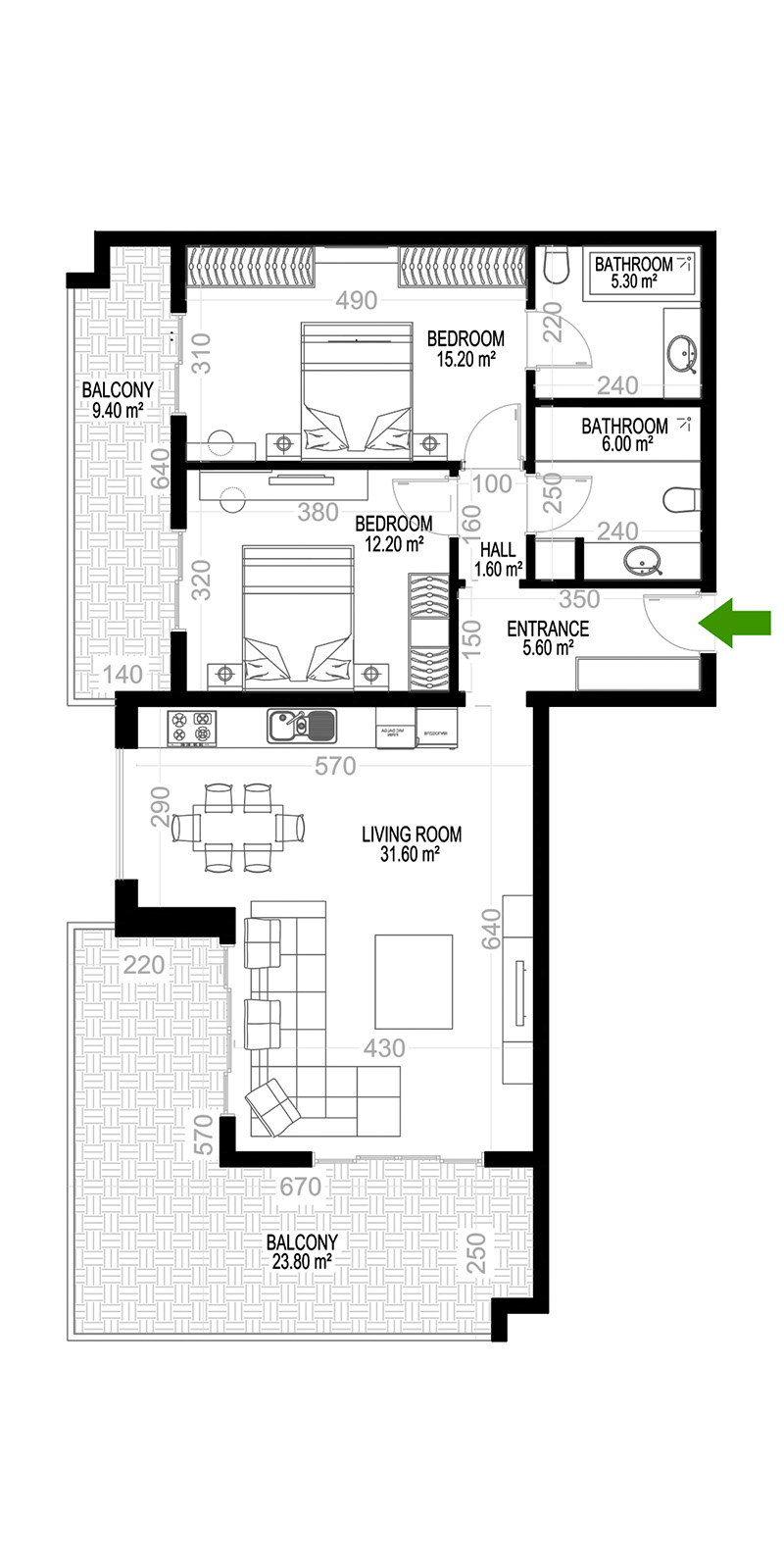 2+1 Apartment for sale in Building B, Yekta Kingdom Premium, Mahmultlar, Alanya, Turkey No. 29