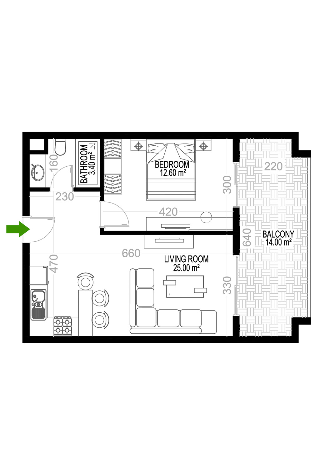 1+1 Apartment for sale in Building D, Yekta Kingdom Premium, Mahmultlar, Alanya, Turkey No. 1