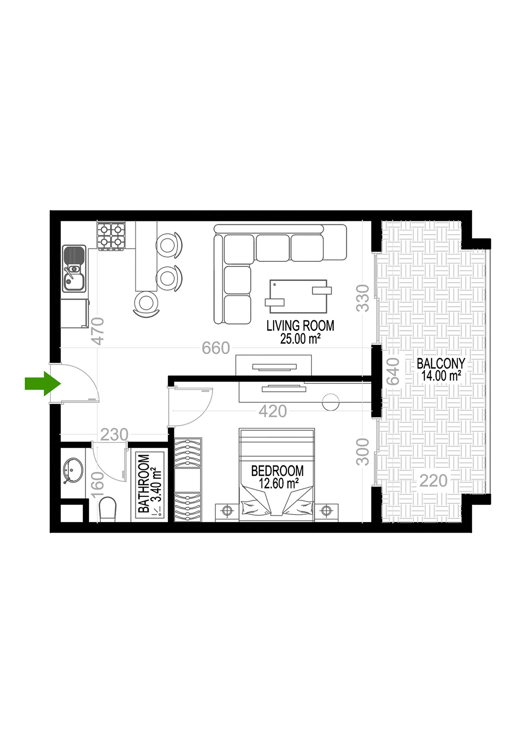 1+1 Apartment for sale in Building D, Yekta Kingdom Premium, Mahmultlar, Alanya, Turkey No. 100