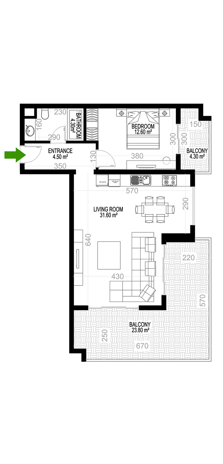 1+1 Apartment for sale in Building D, Yekta Kingdom Premium, Mahmultlar, Alanya, Turkey No. 17