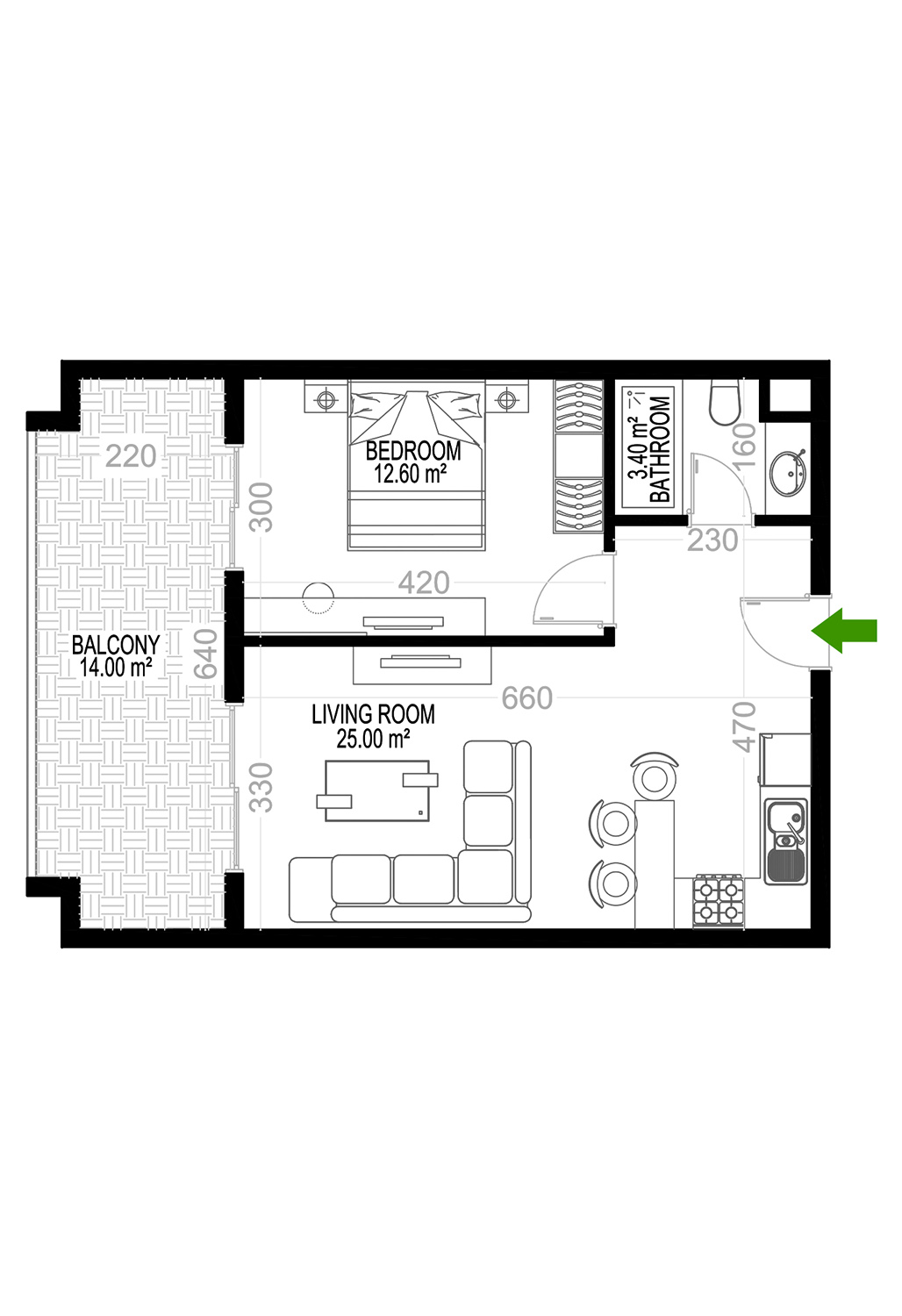 1+1 Apartment for sale in Building D, Yekta Kingdom Premium, Mahmultlar, Alanya, Turkey No. 9