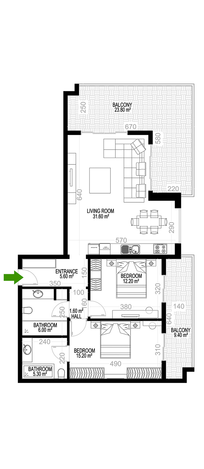 2+1 Apartment for sale in Building D, Yekta Kingdom Premium, Mahmultlar, Alanya, Turkey No. 55