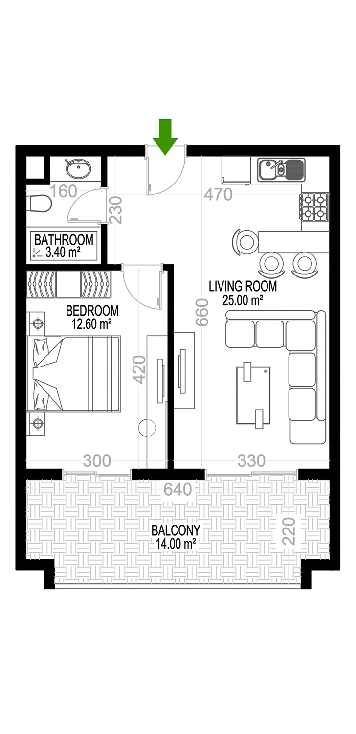 1+1 Apartment for sale in Building E, Yekta Kingdom Premium, Mahmultlar, Alanya, Turkey No. 73