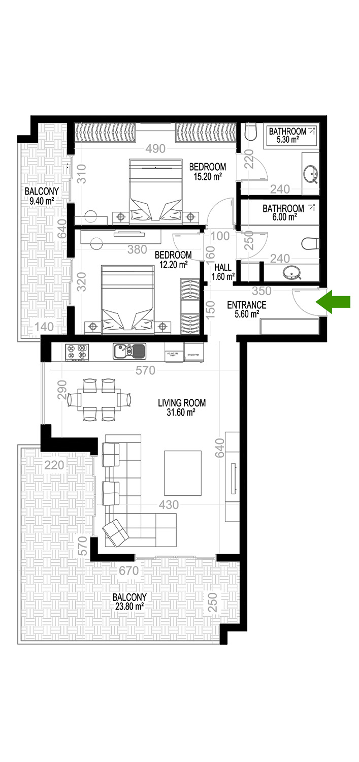 2+1 Apartment for sale in Building E, Yekta Kingdom Premium, Mahmultlar, Alanya, Turkey No. 14