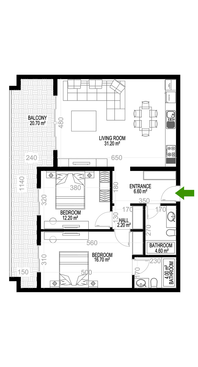 2+1 Apartment for sale in Building E, Yekta Kingdom Premium, Mahmultlar, Alanya, Turkey No. 26
