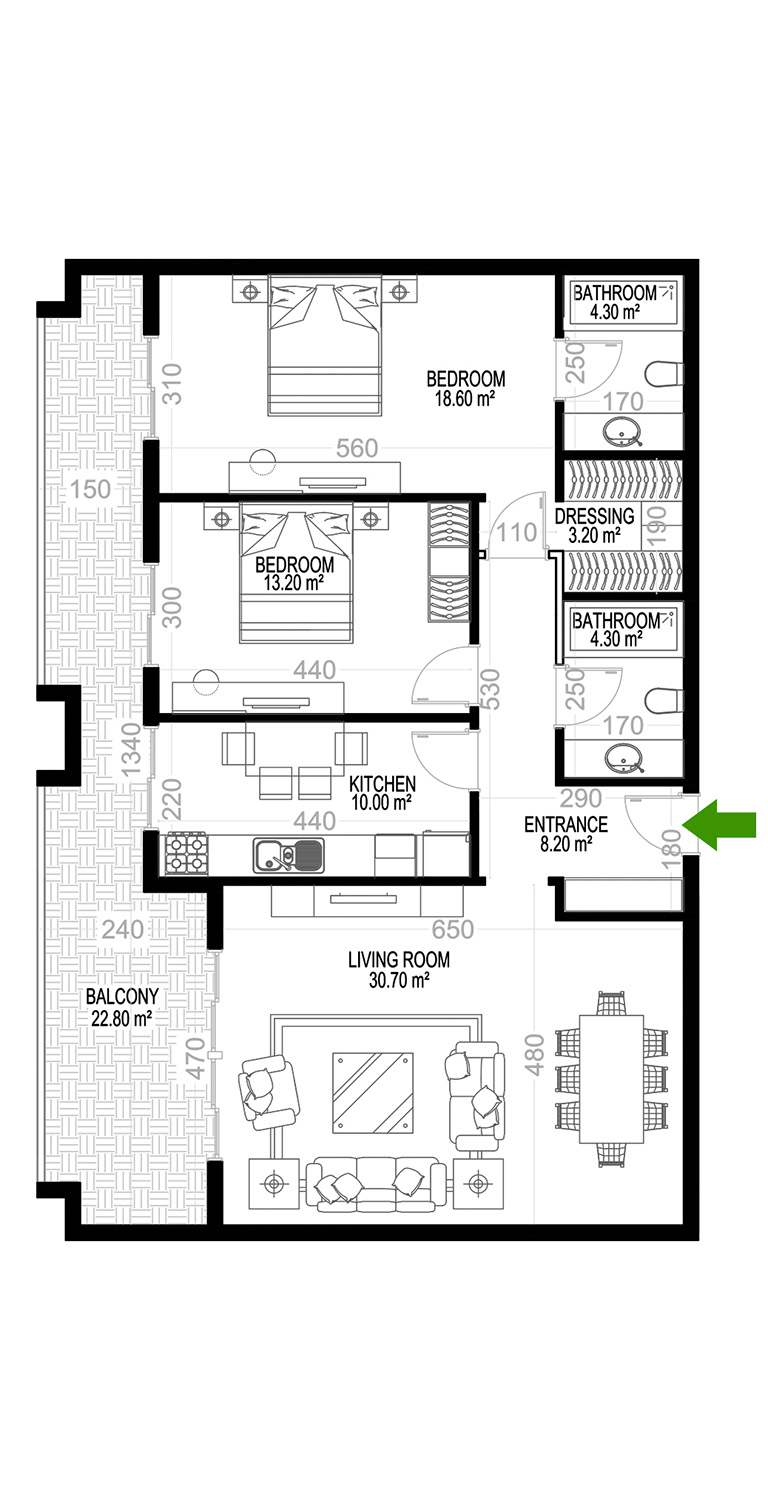 2+1 Apartment for sale in Building E, Yekta Kingdom Premium, Mahmultlar, Alanya, Turkey No. 7