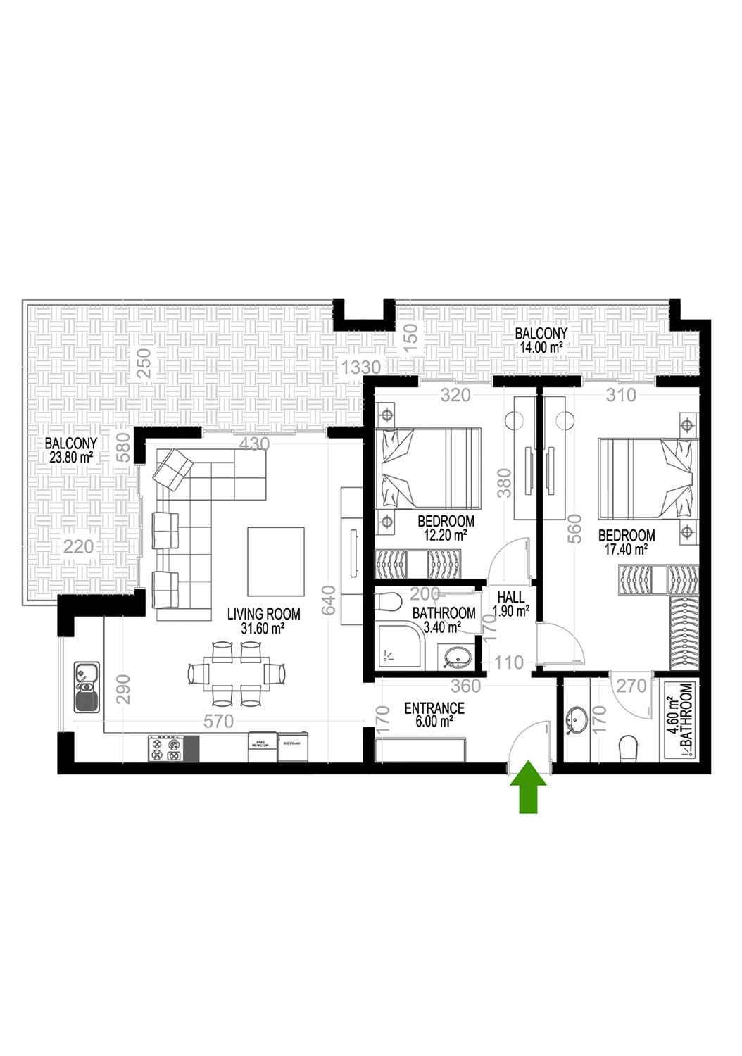 2+1 Apartment for sale in Building E, Yekta Kingdom Premium, Mahmultlar, Alanya, Turkey No. 38