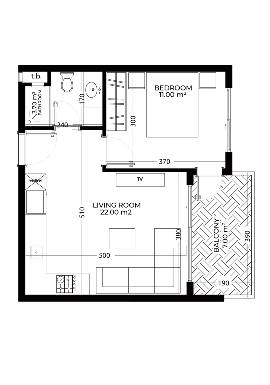 1+1 Apartment for sale in Yekta Royal Club Residence, Alanya, Turkey No. 3