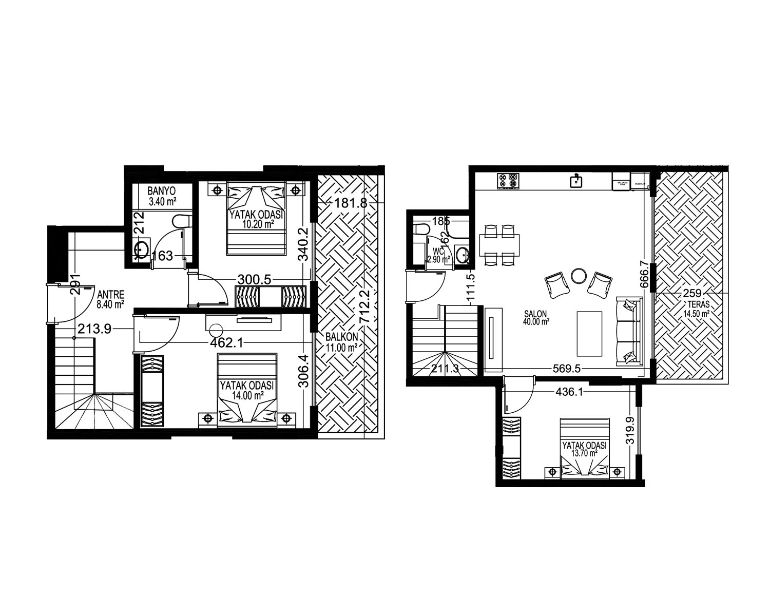 3+1 Duplex for sale in Building A, Yekta Kingdom Trade Center, Mahmultlar, Alanya, Turkey No. 70