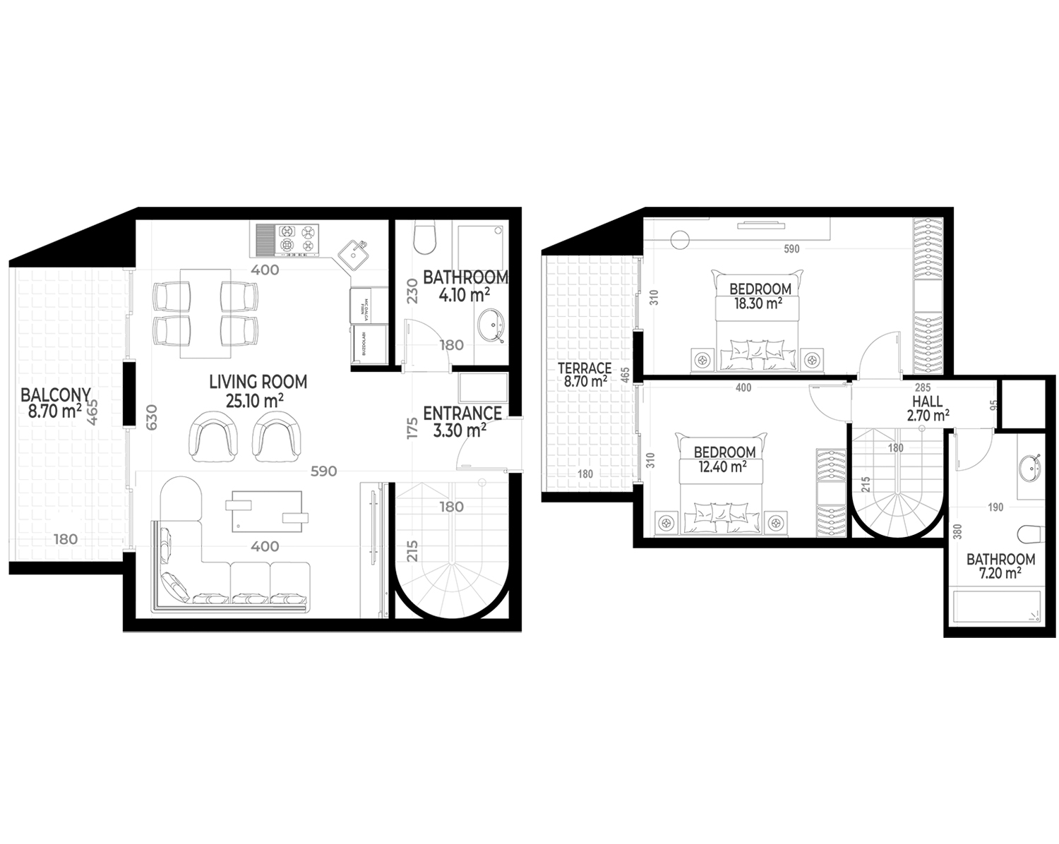 2+1 Duplex for sale in Yekta Sunrise Residence , Gazipasa, Turkey No. 87