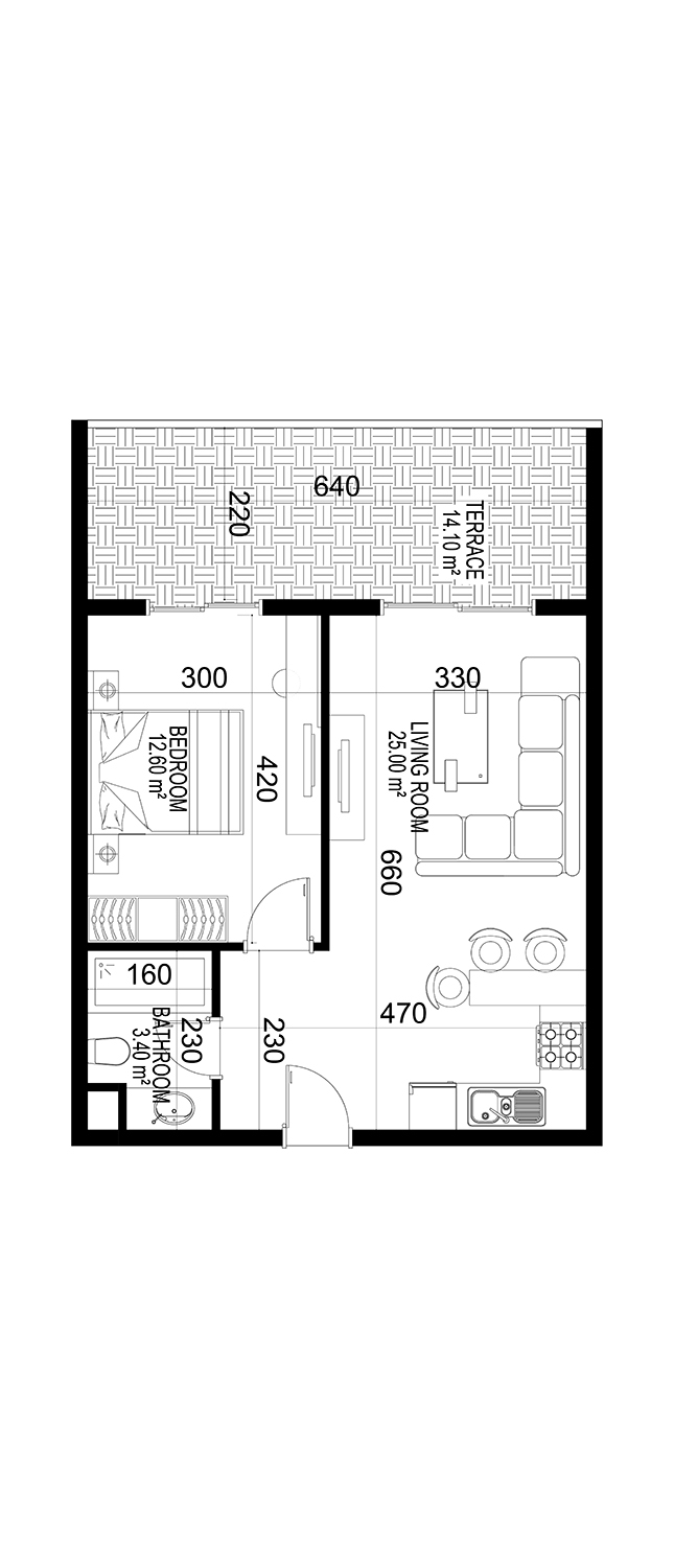 1+1 Apartment for sale in Building C, Yekta Kingdom Premium, Mahmultlar, Alanya, Turkey No. 180