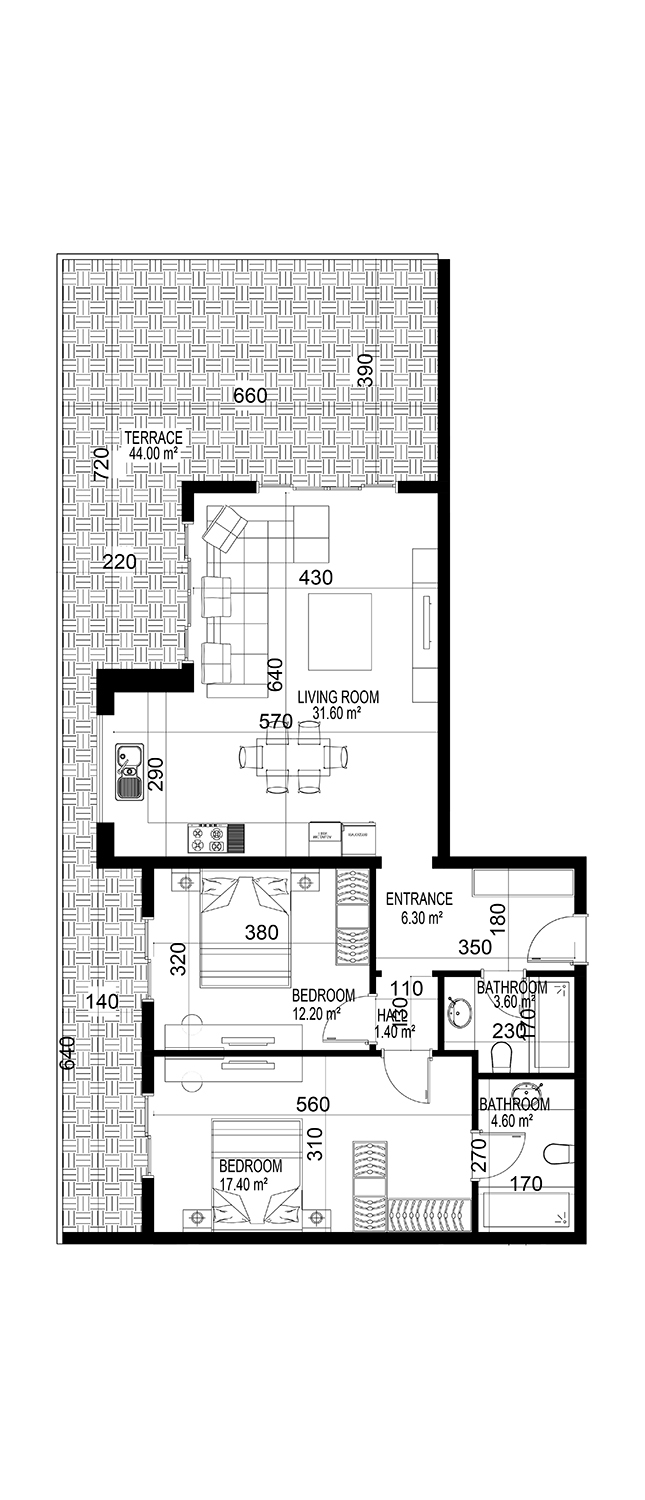 2+1 Apartment for sale in Building C, Yekta Kingdom Premium, Mahmultlar, Alanya, Turkey No. 169