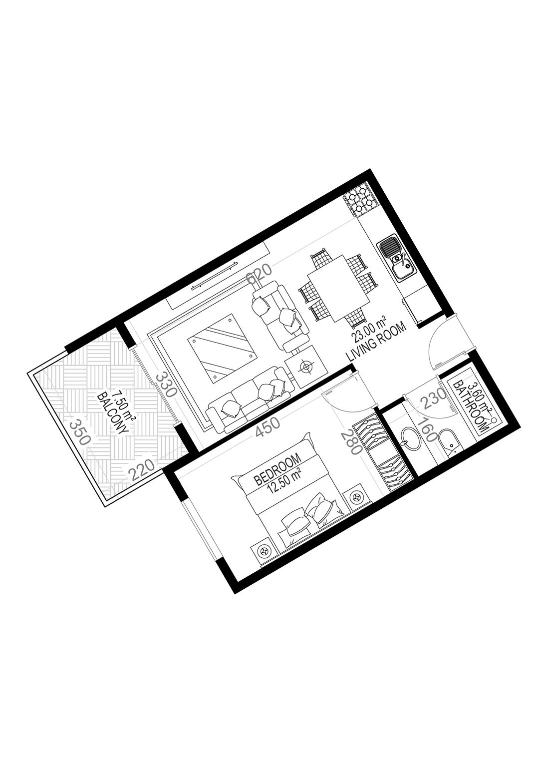 1+1 Apartment for sale in Yekta Sungate Residence, Gazipasa, Turkey No. 125