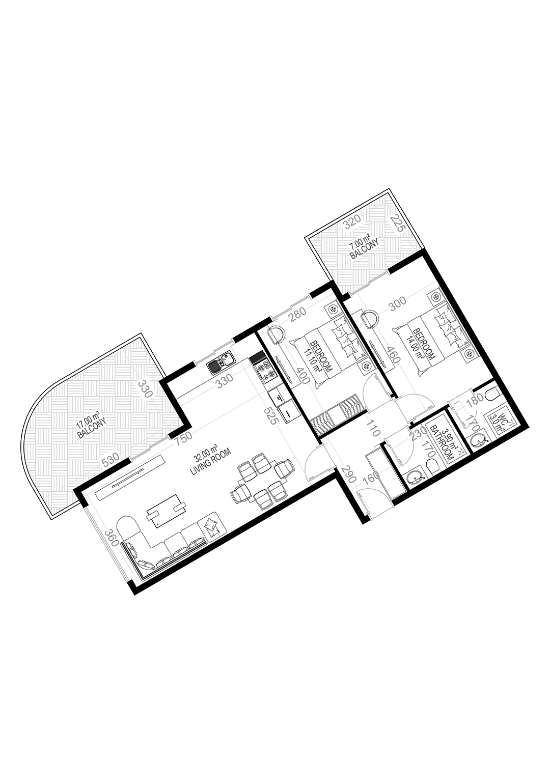 2+1 Apartment for sale in Yekta Sungate Residence, Gazipasa, Turkey No. 70