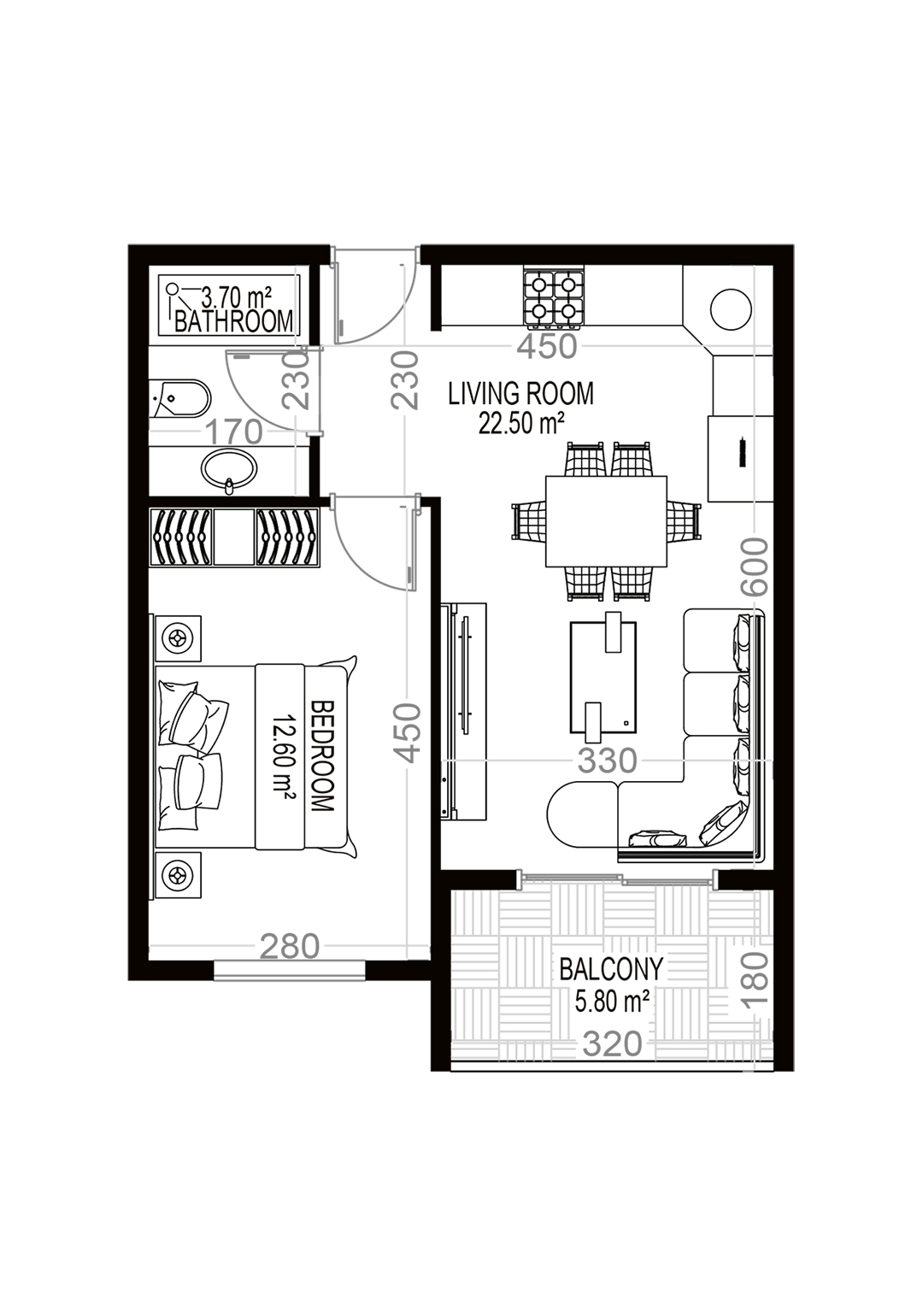 1+1 Apartment for sale in Yekta Sungate Residence, Gazipasa, Turkey No. 137