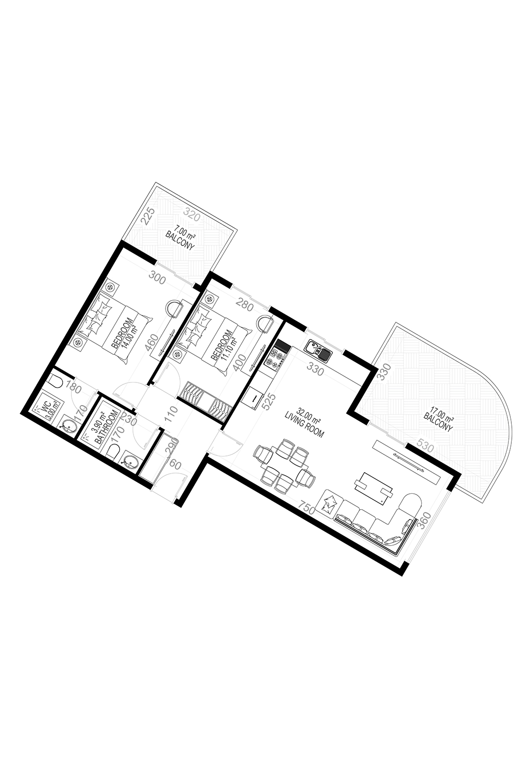 2+1 Apartment for sale in Yekta Sungate Residence, Gazipasa, Turkey No. 43