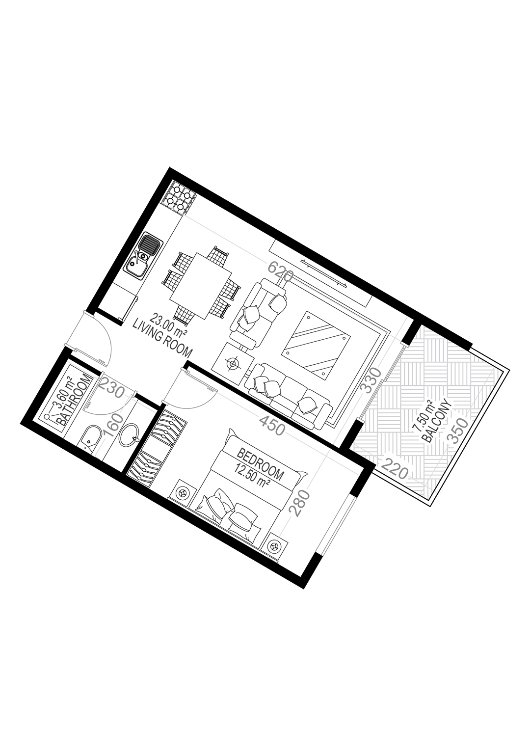 1+1 Apartment for sale in Yekta Sungate Residence, Gazipasa, Turkey No. 58