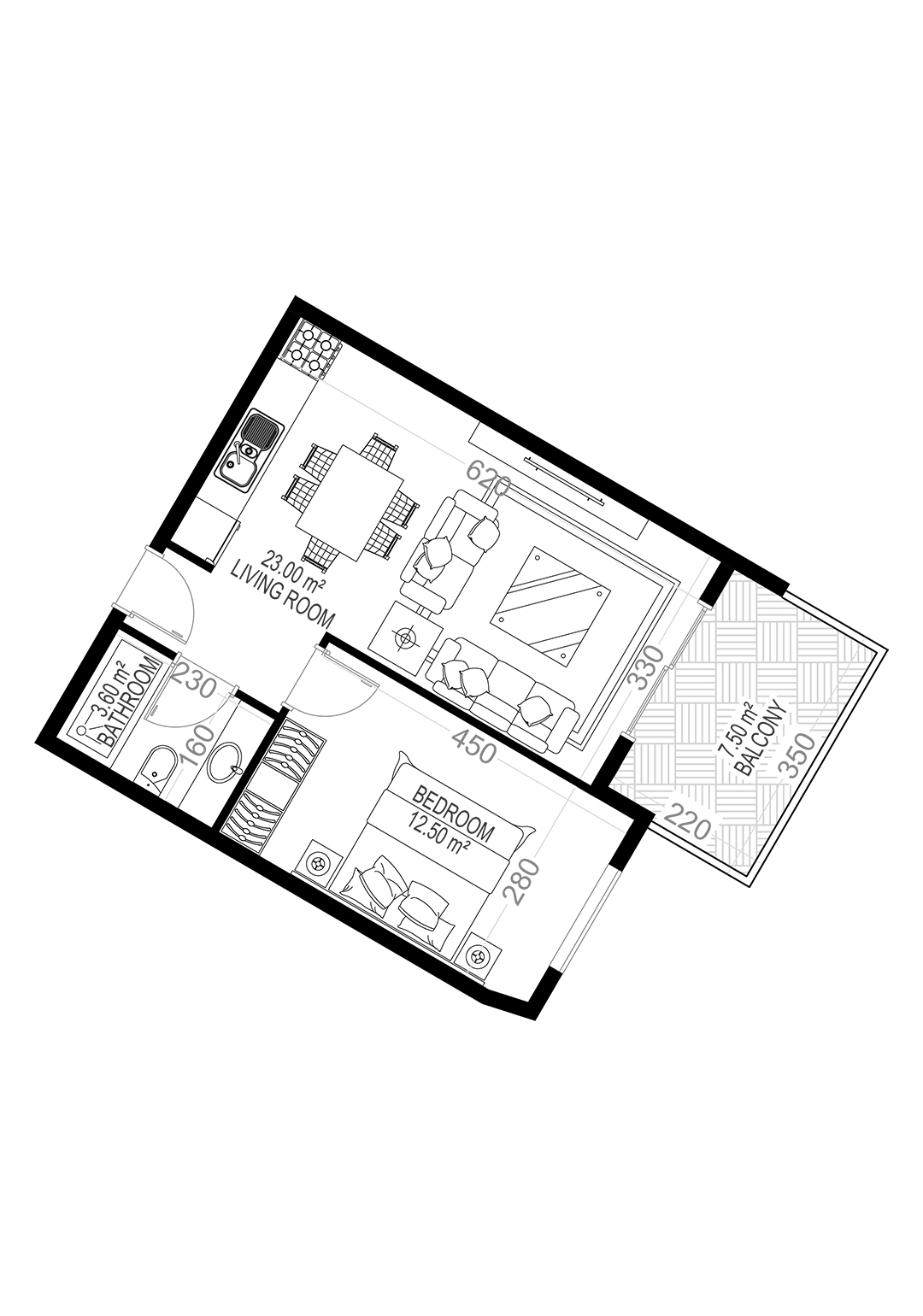 1+1 Apartment for sale in Yekta Sungate Residence, Gazipasa, Turkey No. 46