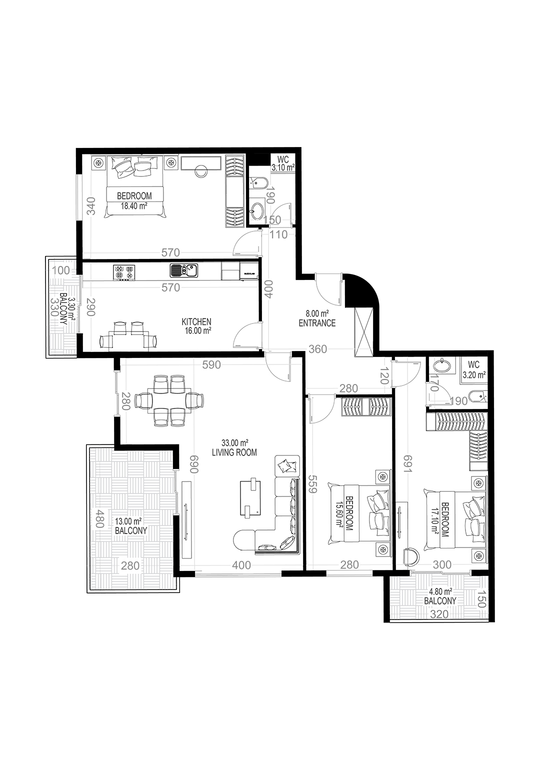 3+1 Apartment for sale in Yekta Sungate Residence, Gazipasa, Turkey No. 93