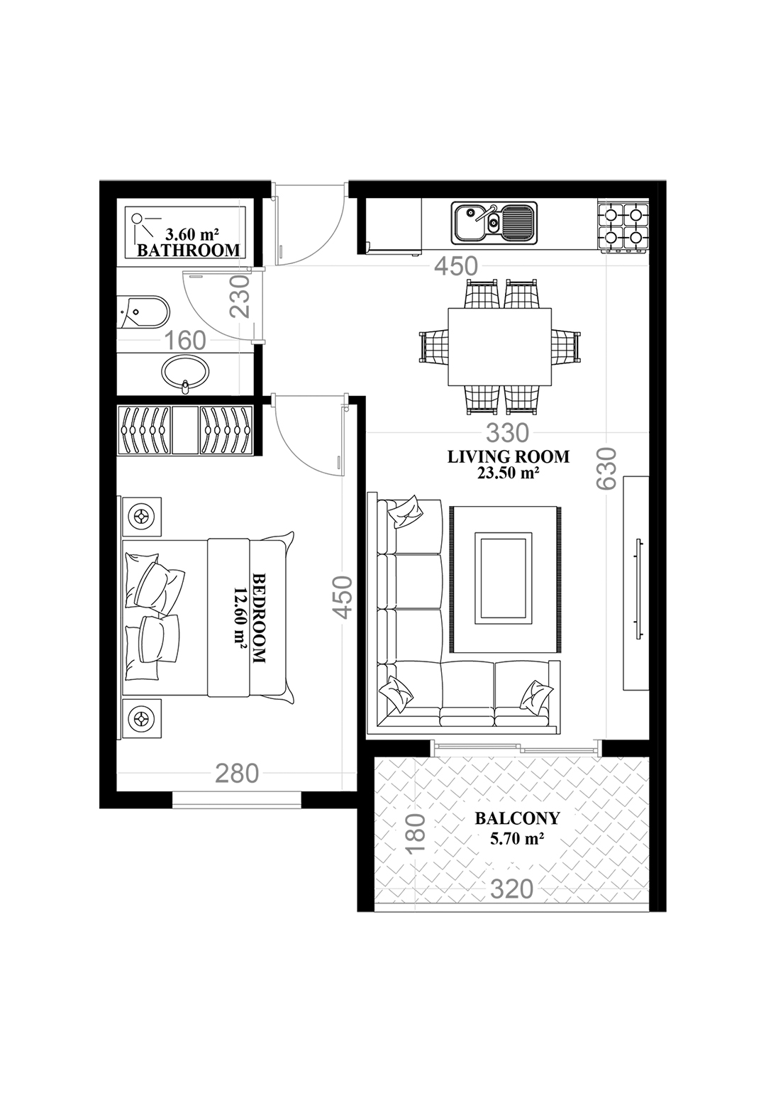 1+1 Apartment for sale in YEKTA ALARA CITY Residence, Mahmultlar, Alanya, Turkey No. 105