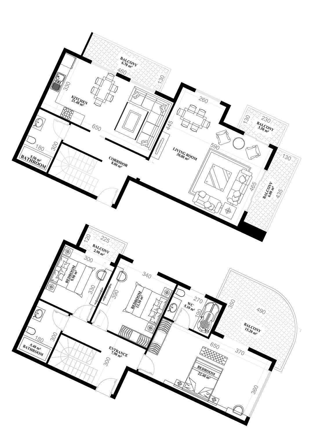 3+2 Duplex for sale in YEKTA ALARA CITY Residence, Mahmultlar, Alanya, Turkey No. 100