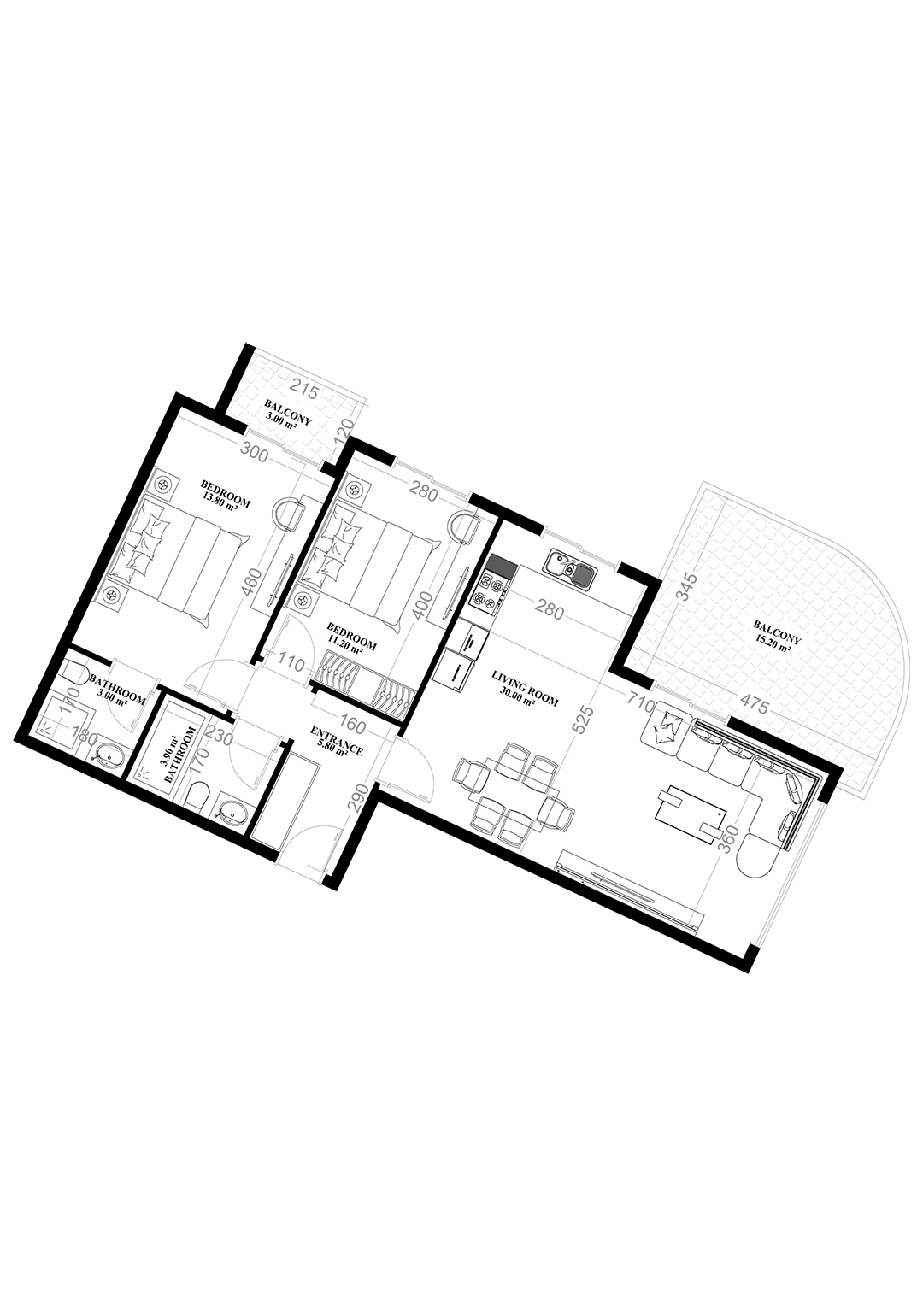 2+1 Apartment for sale in YEKTA ALARA CITY Residence, Mahmultlar, Alanya, Turkey No. 28