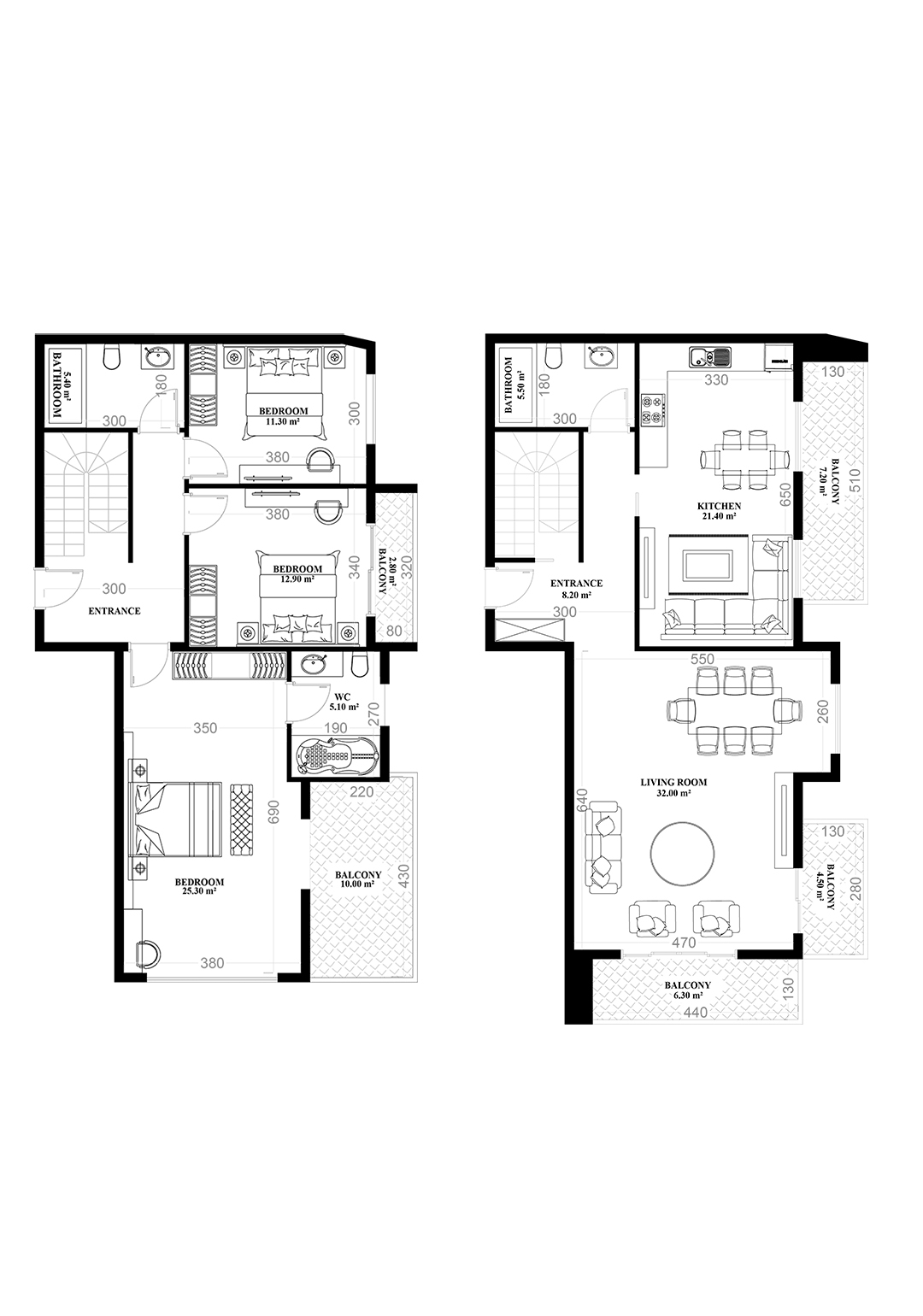 3+2 Duplex for sale in YEKTA ALARA CITY Residence, Mahmultlar, Alanya, Turkey No. 103
