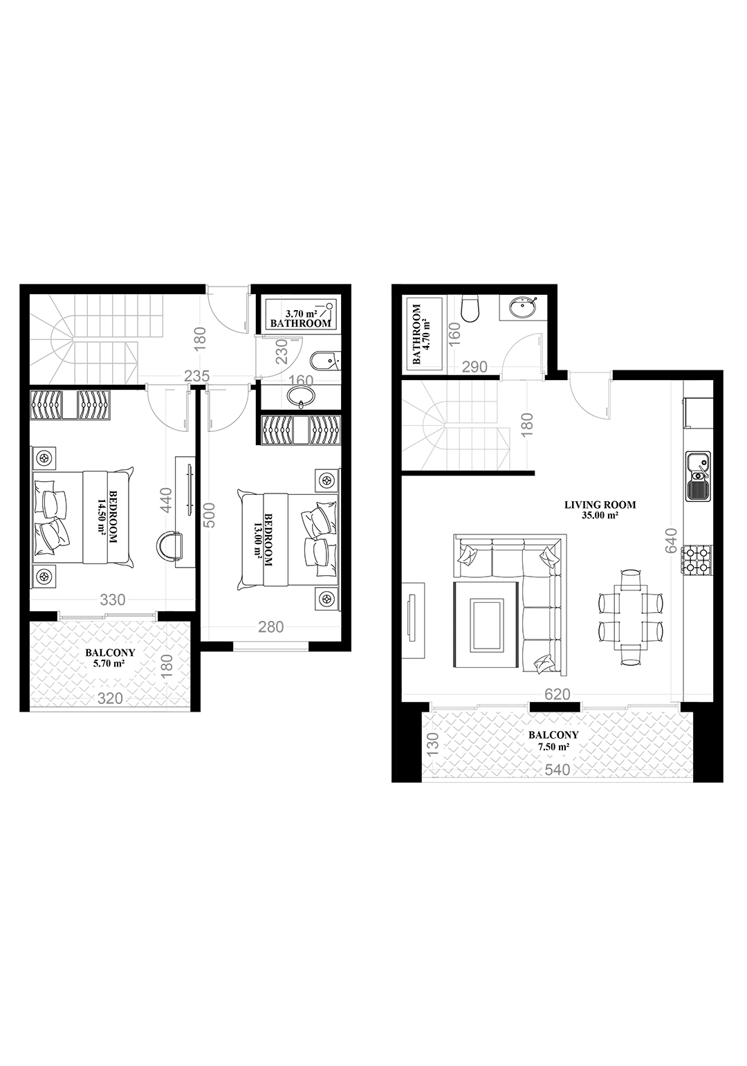 2+1 Duplex for sale in YEKTA ALARA CITY Residence, Mahmultlar, Alanya, Turkey No. 104