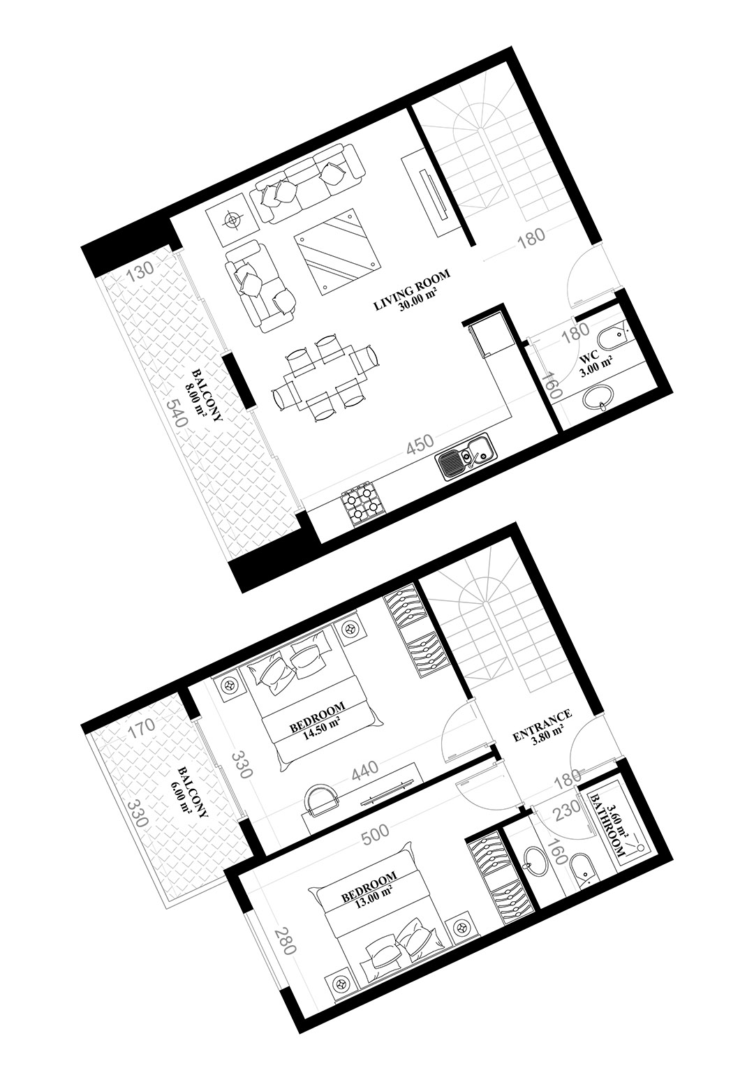 2+1 Duplex for sale in YEKTA ALARA CITY Residence, Mahmultlar, Alanya, Turkey No. 108